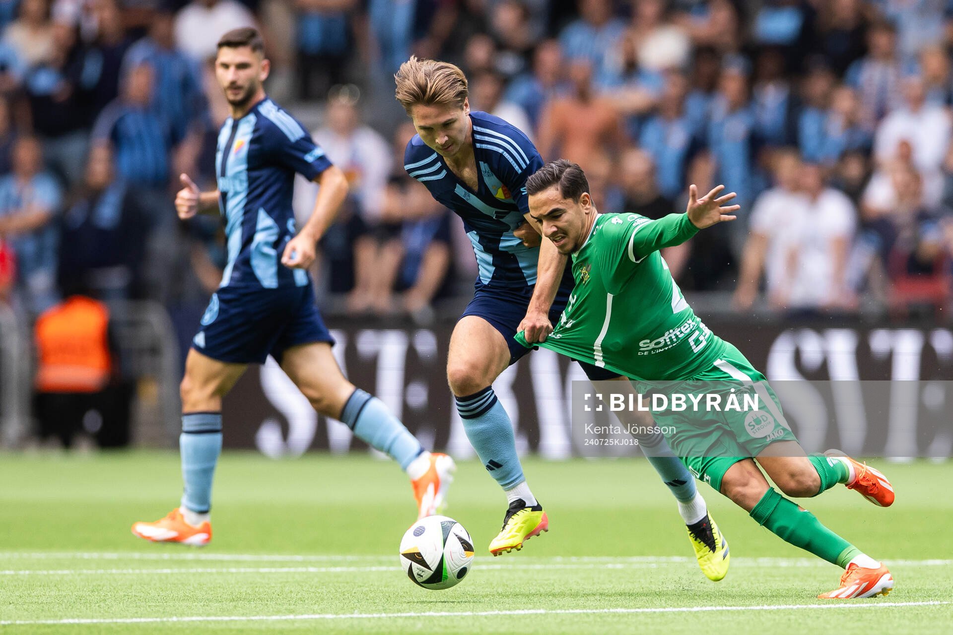 Miro Tenho of Djurgården and Omar Natami of FC Progres
