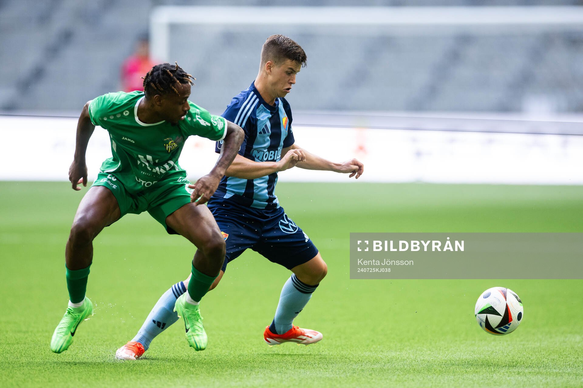 Samuel Dahl of Djurgården and Kenny Mixtur of FC Progres