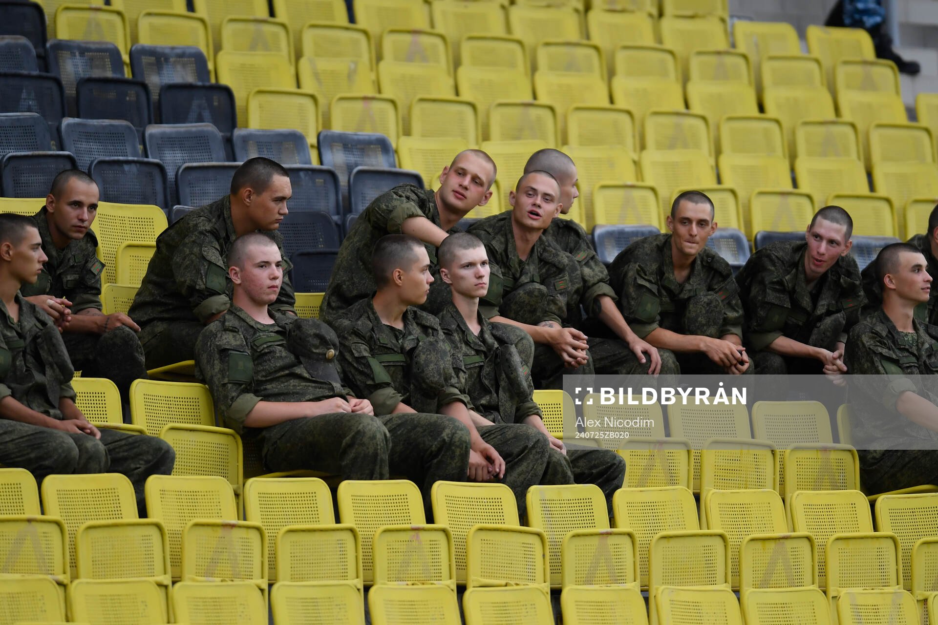 Soldiers in the stands