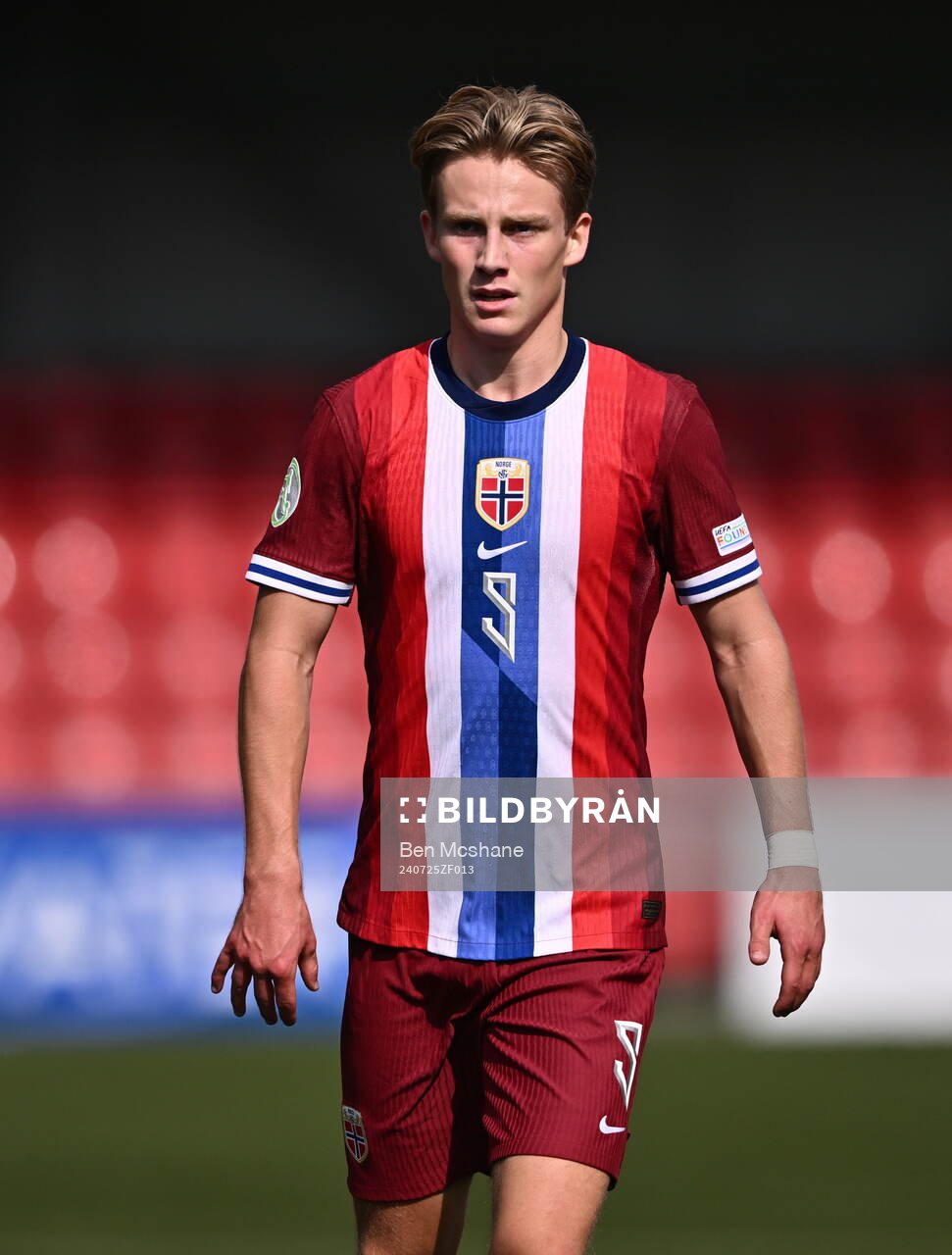 Benjamin Thoresen Faraas of Norway during the FIFA Under-20 World Cup play-off football match between Norway and Turkey on July 25, 2024 in Belfast.