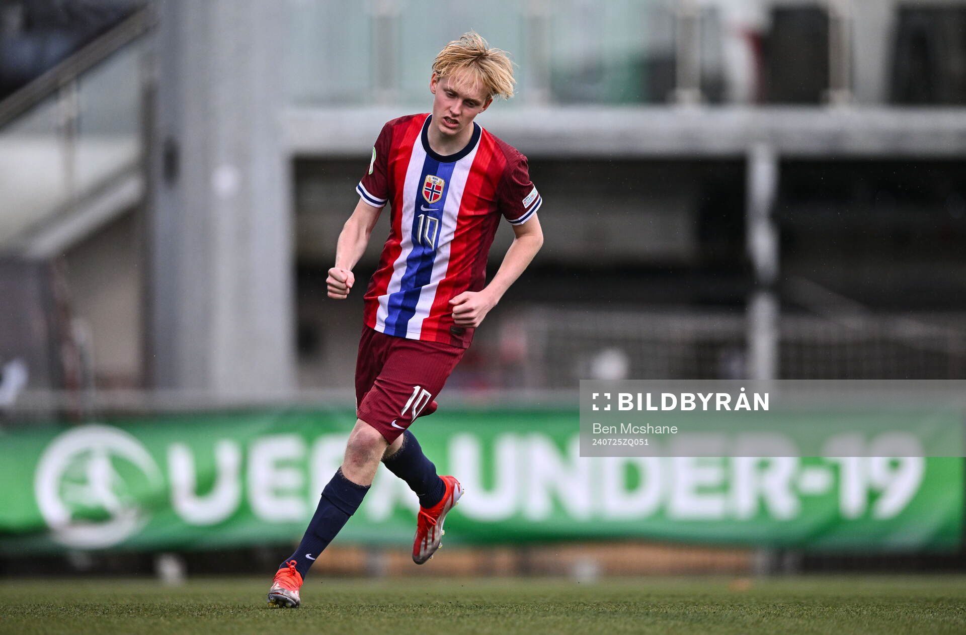 Sondre Granaas of Norway celebrates after scoring his penalty in the penalty shootout of the FIFA Under-20 World Cup play-off football match between Norway and Turkey on July 25, 2024 in Belfast.
