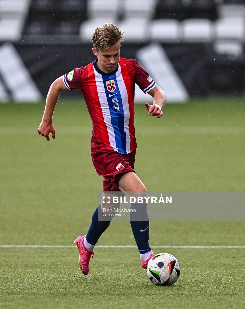 Rasmus Holten of Norway during the FIFA Under-20 World Cup play-off football match between Norway and Turkey on July 25, 2024 in Belfast.