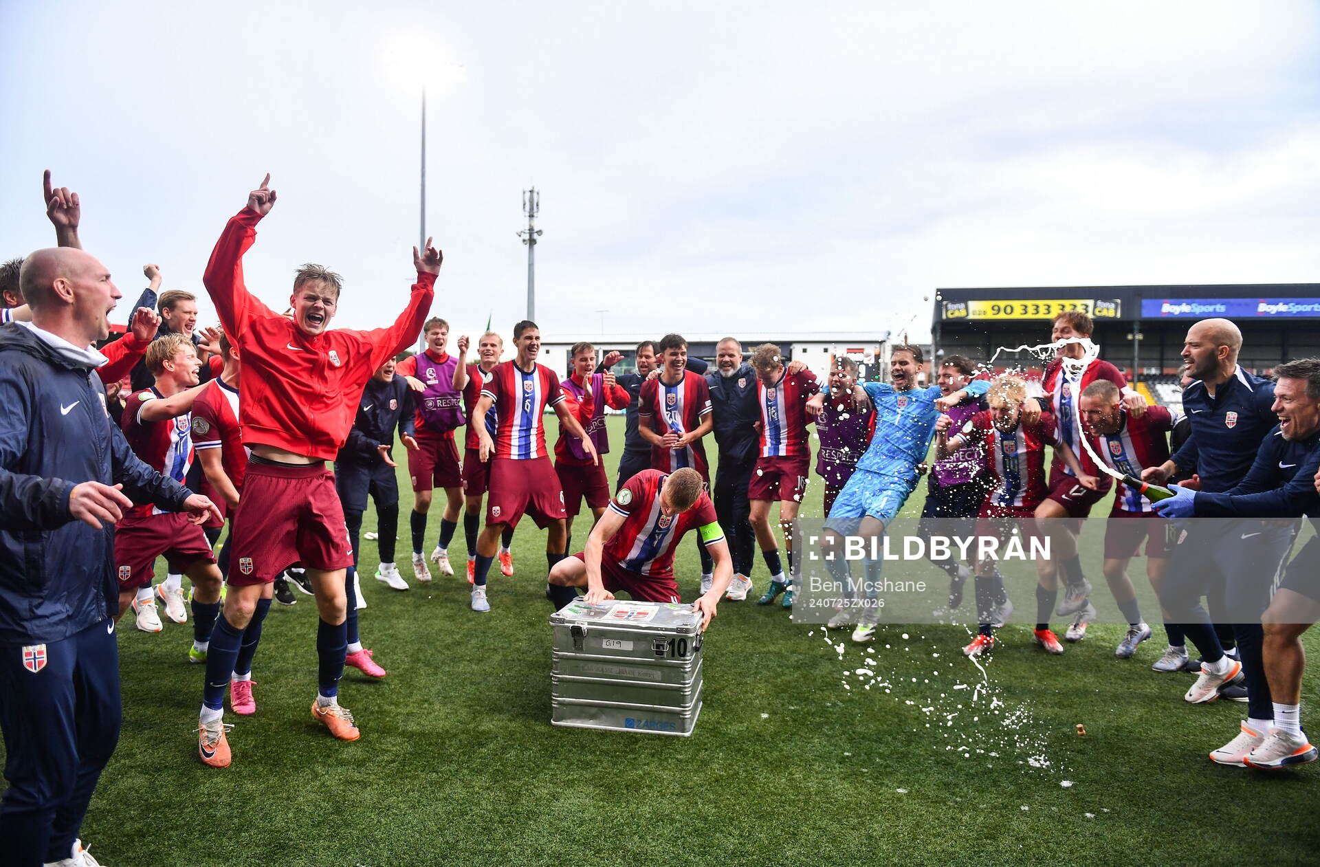Simen Vatne Haram of Norway leads the celebrations