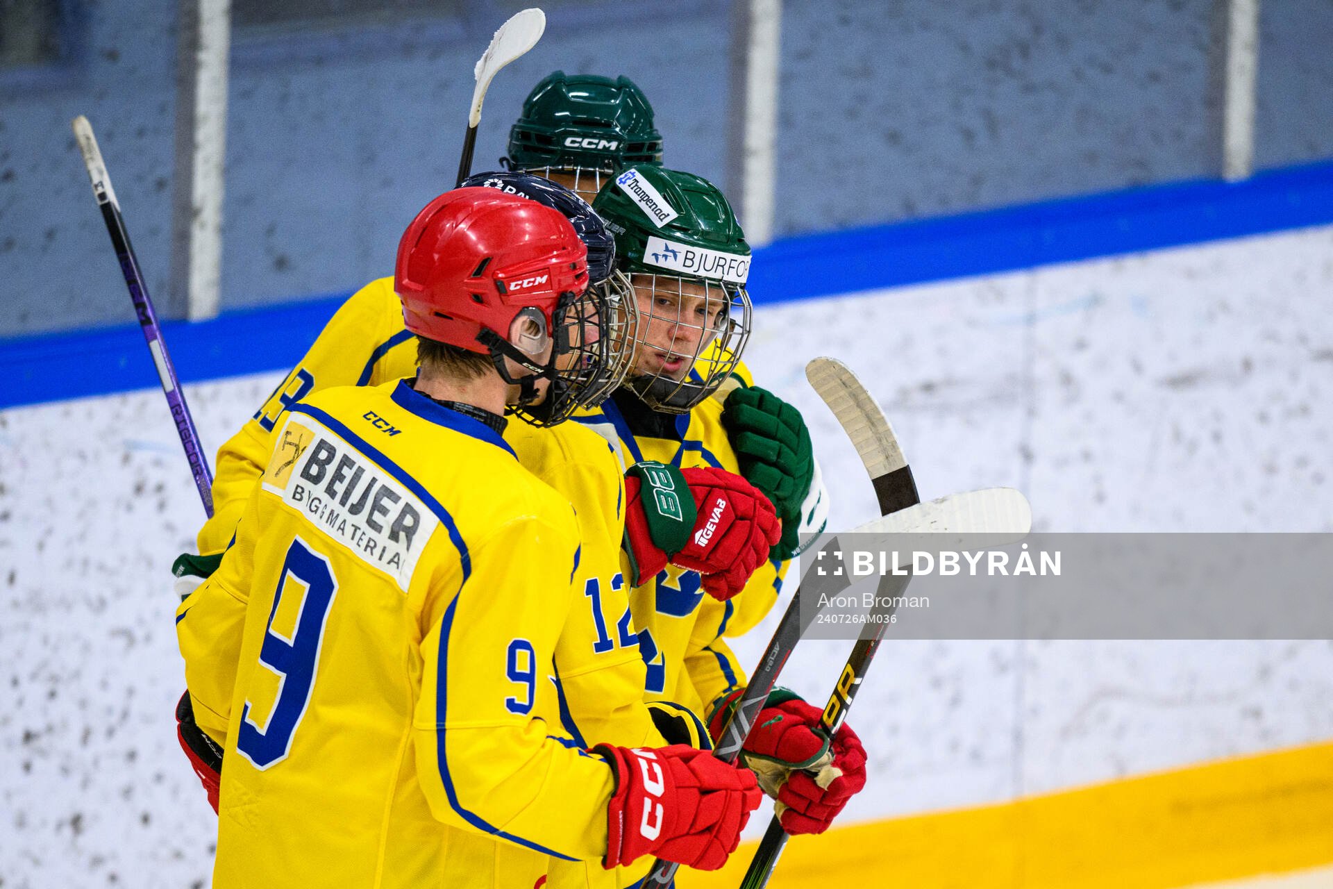 Bosse Meijer of Sweden celebrates with teammates scoring a