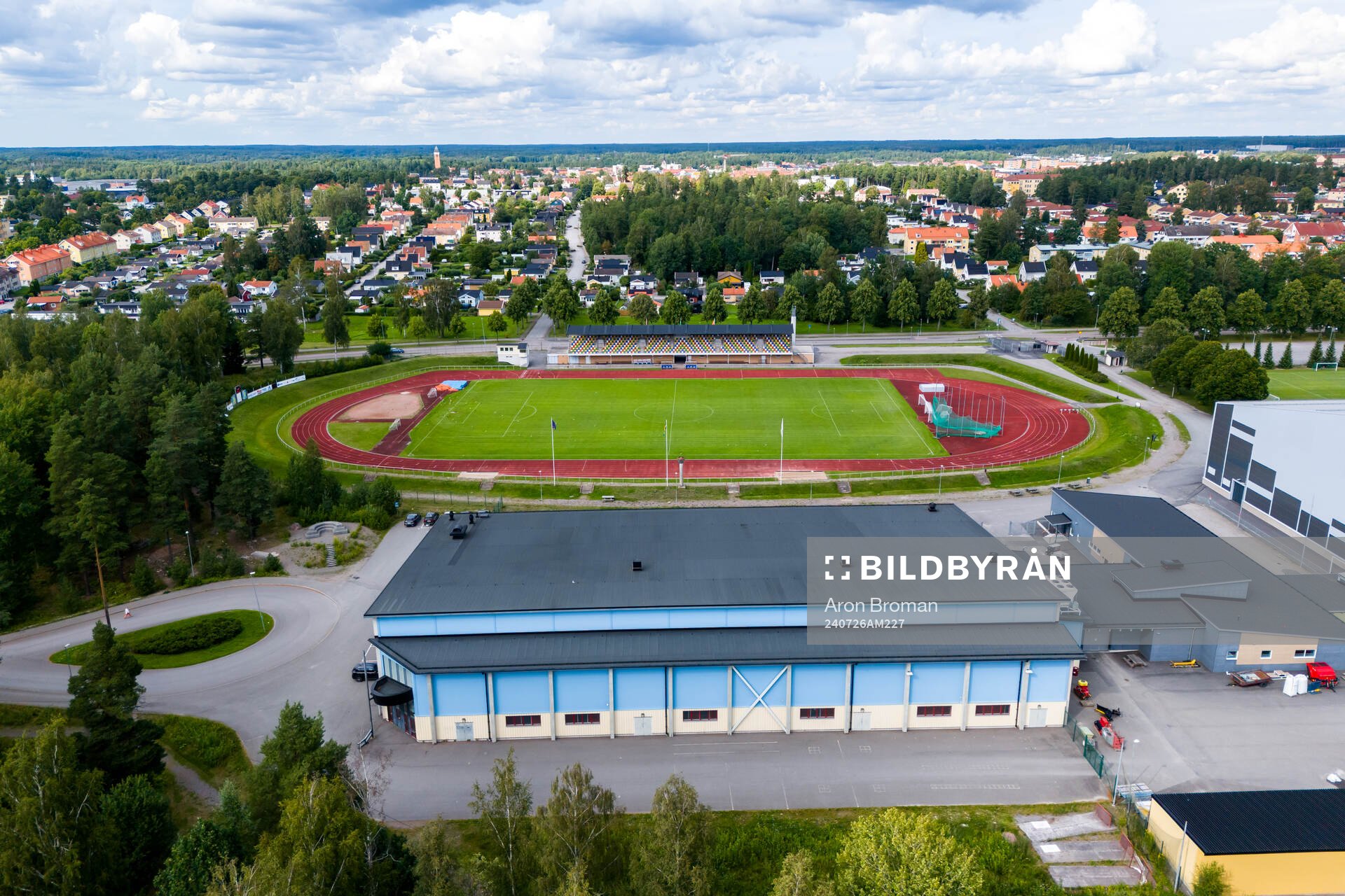Drone view of Backavallen and Kronfågel Ishall