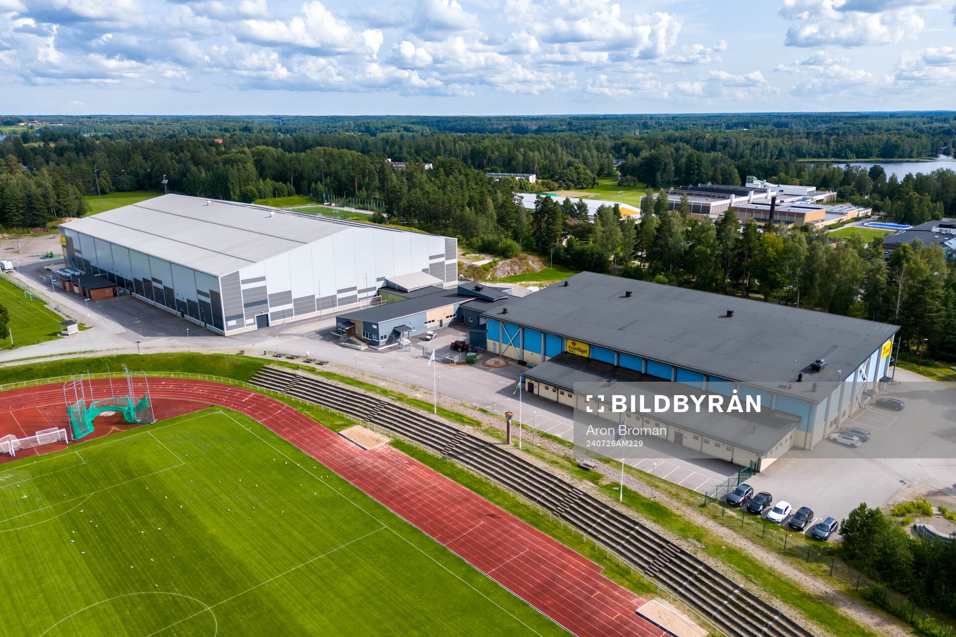 Drone view of Backavallen, Kronfågel Ishall and Kronfågel