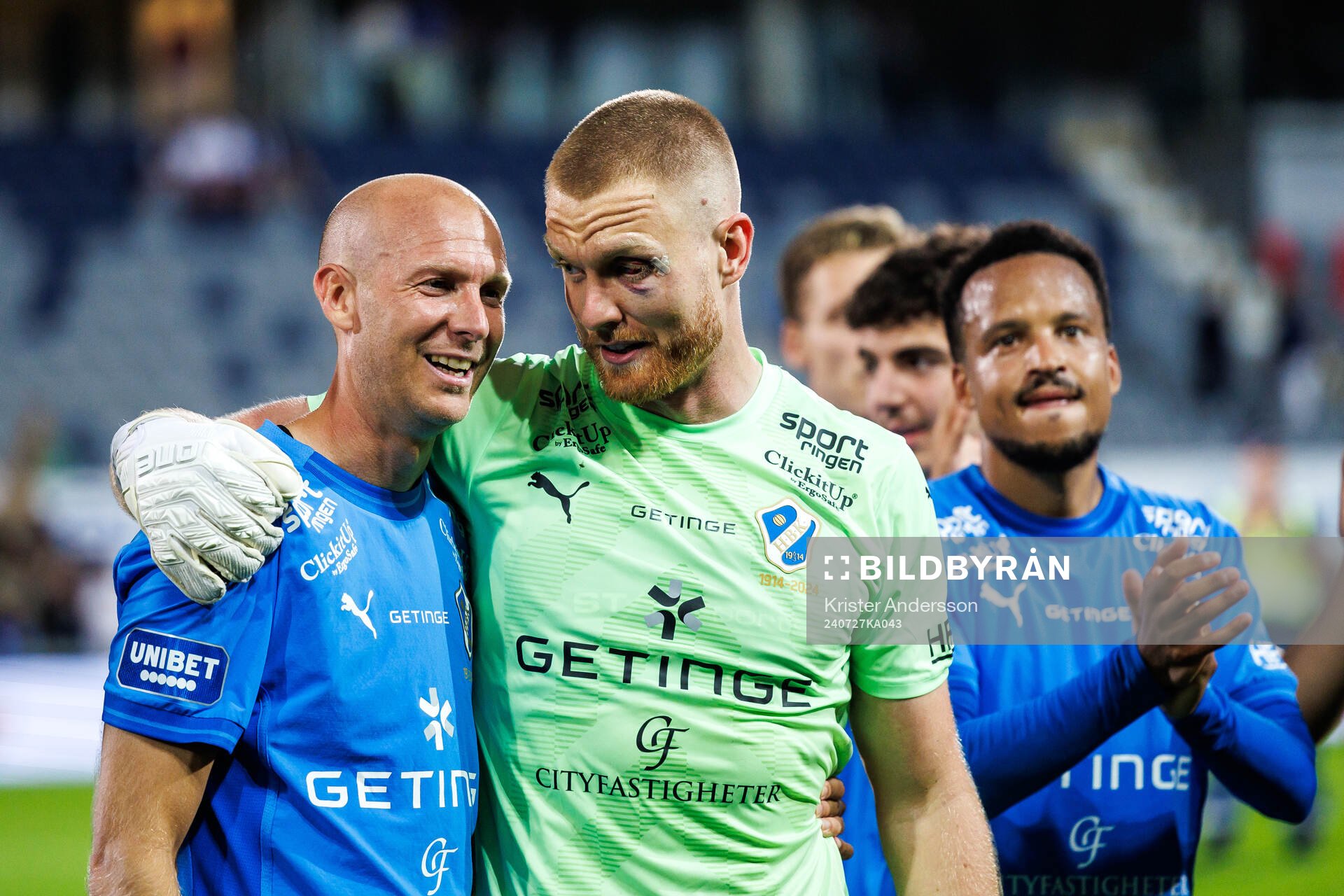 Halmstads Andreas Johansson och målvakt Tim Erlandsson