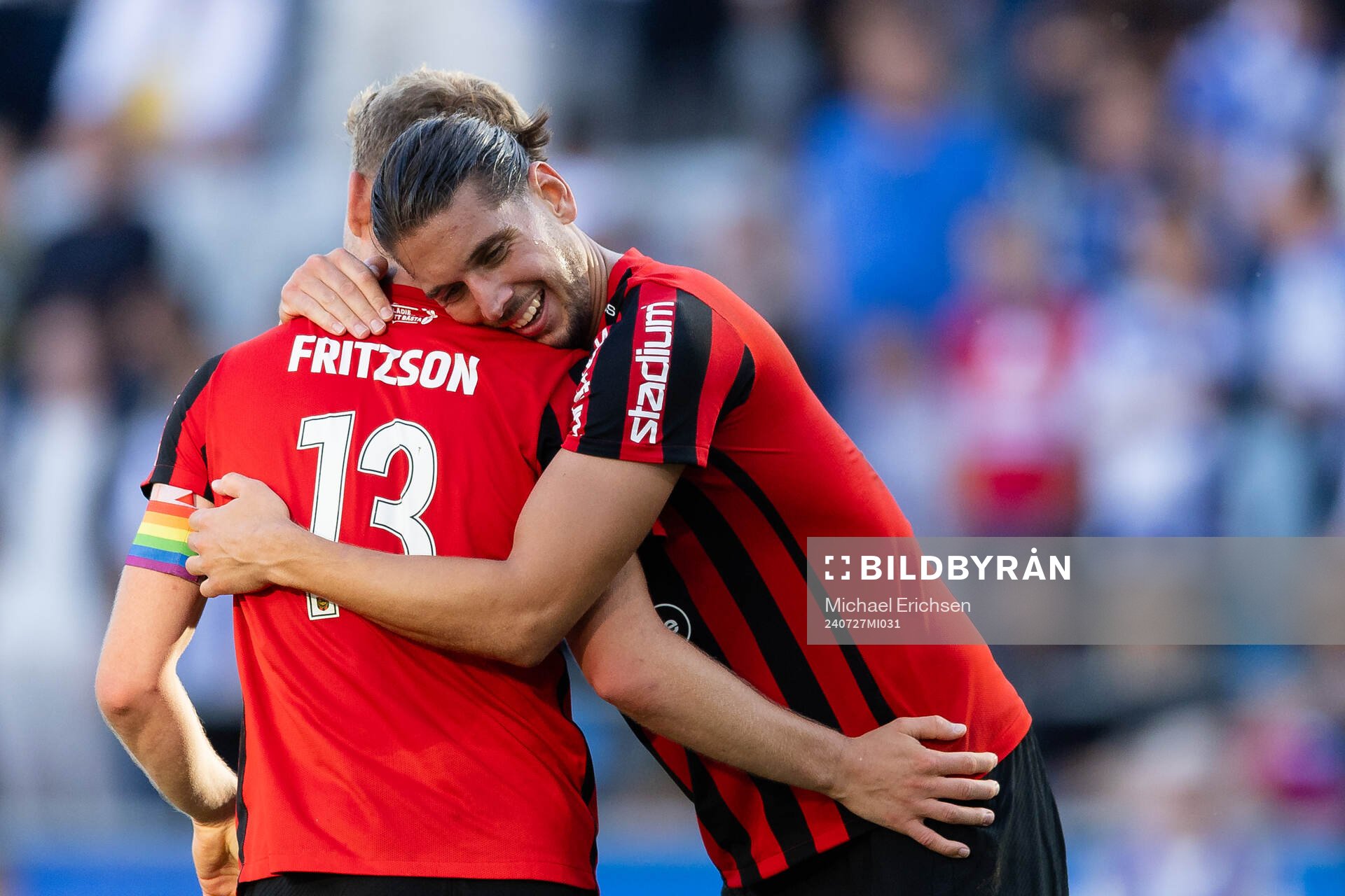 Brommapojkarnas Ludvig Fritzson jublar ihop med Nikola Vasic