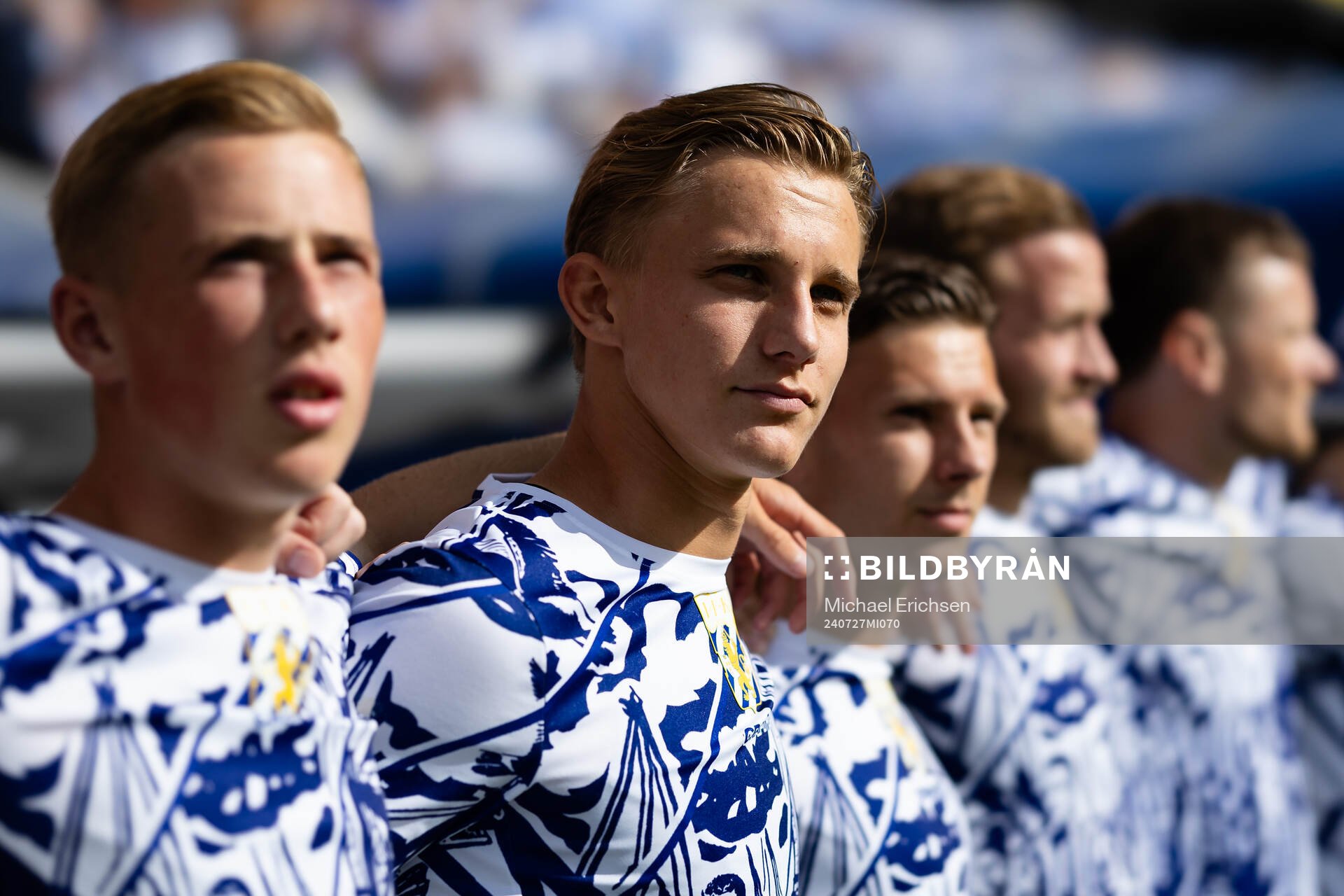 IFK Göteborgs Linus Carlstrand innan fotbollsmatchen i Allsvenskan mellan IFK Göteborg och Brommapojkarna den 27 juli 2024 i Göteborg.