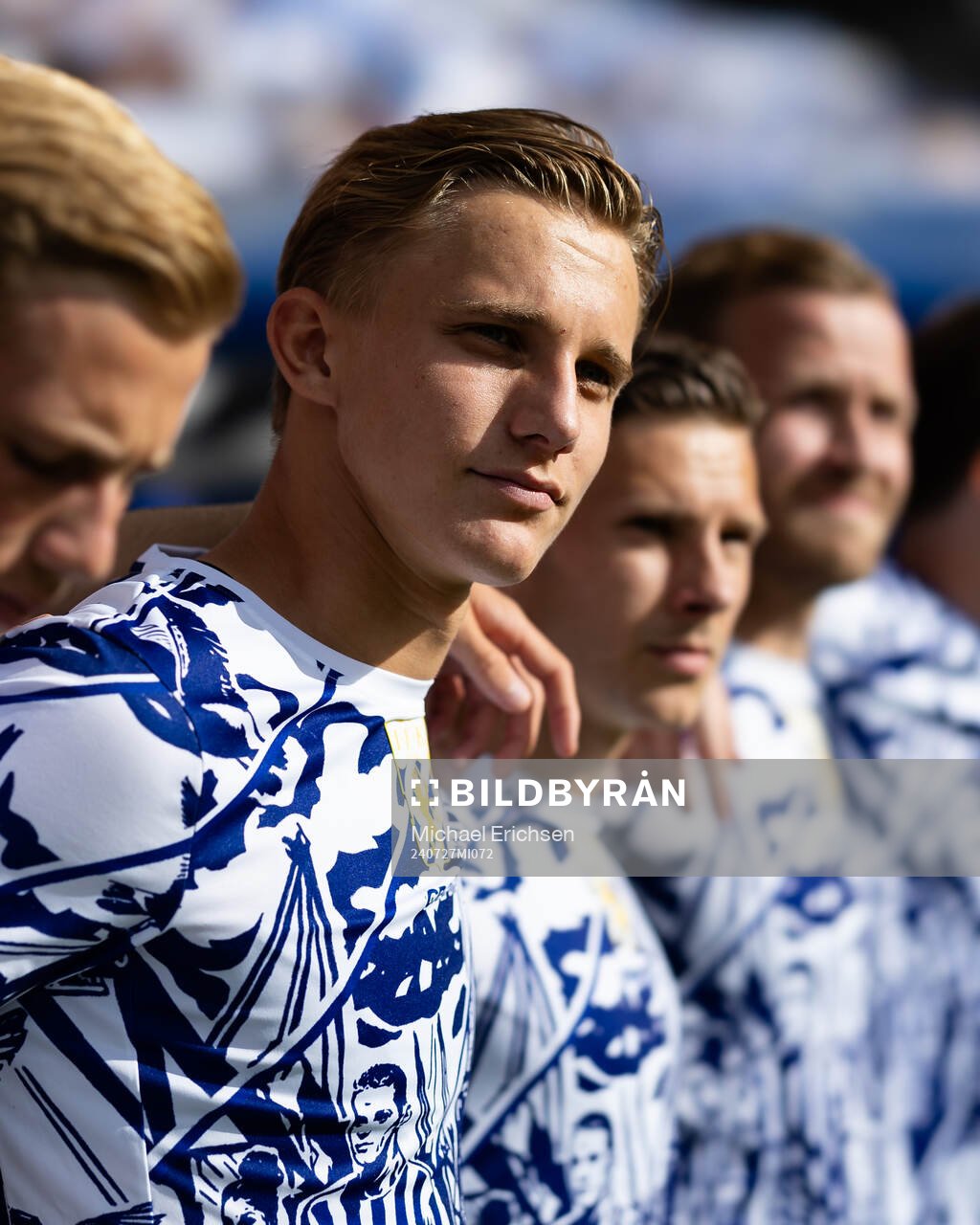IFK Göteborgs Linus Carlstrand innan fotbollsmatchen i Allsvenskan mellan IFK Göteborg och Brommapojkarna den 27 juli 2024 i Göteborg.