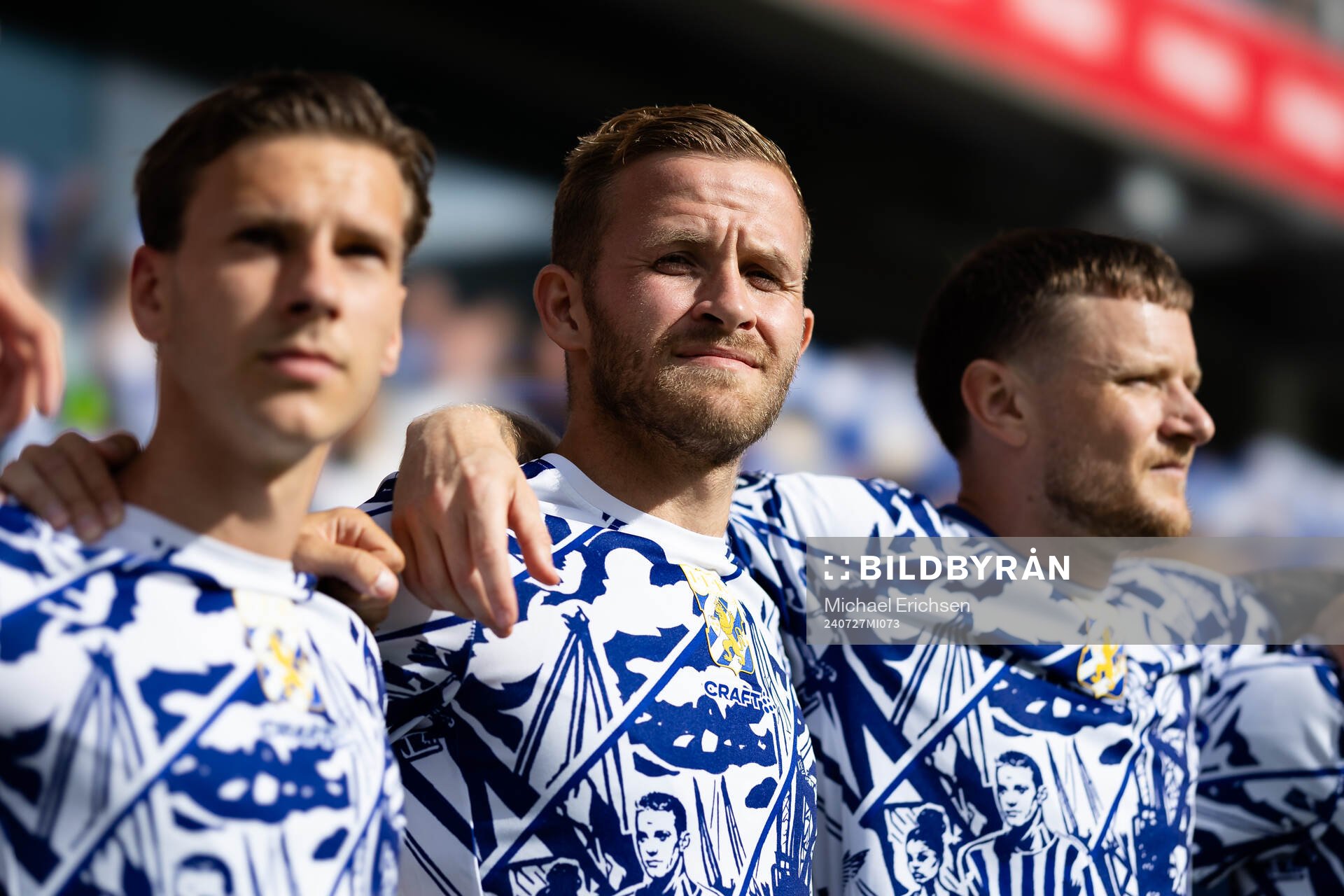 IFK Göteborgs Jonas Bager innan fotbollsmatchen i Allsvenskan mellan IFK Göteborg och Brommapojkarna den 27 juli 2024 i Göteborg.