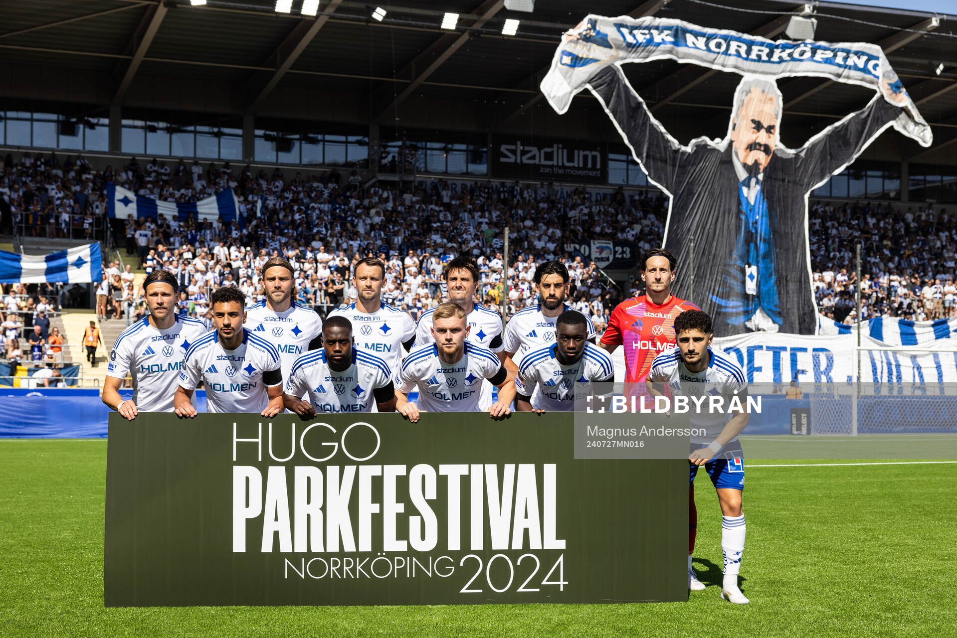 IFK Norrköpings startelva inför fotbollsmatchen i Allsvenskan mellan IFK Norrköping och Kalmar den 27 juli 2024 i Norrköping. 