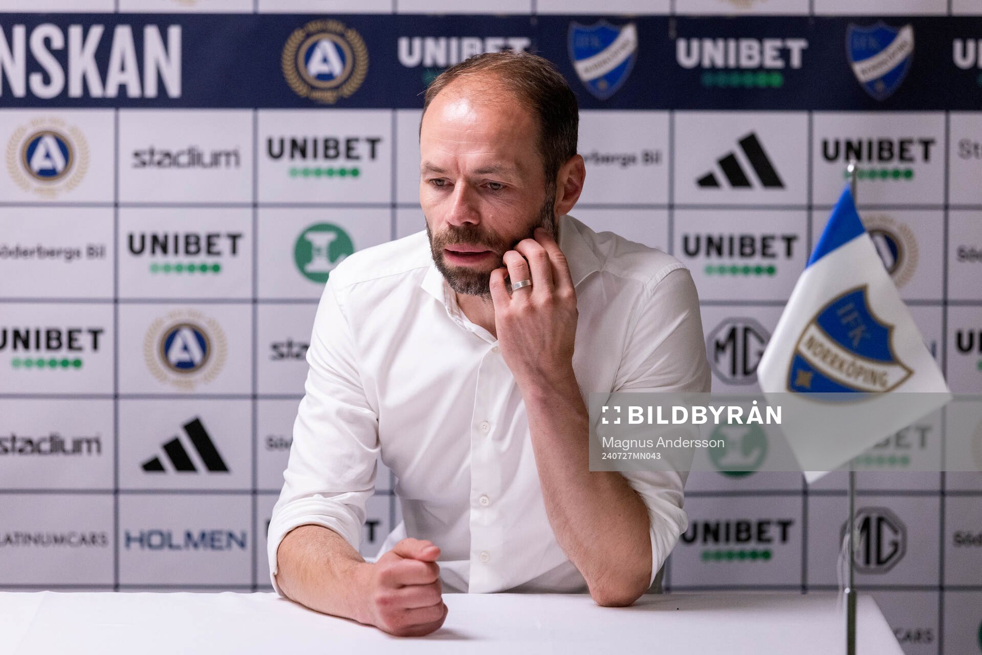 IFK Norrköpings tränare Andreas Alm på presskonferensen