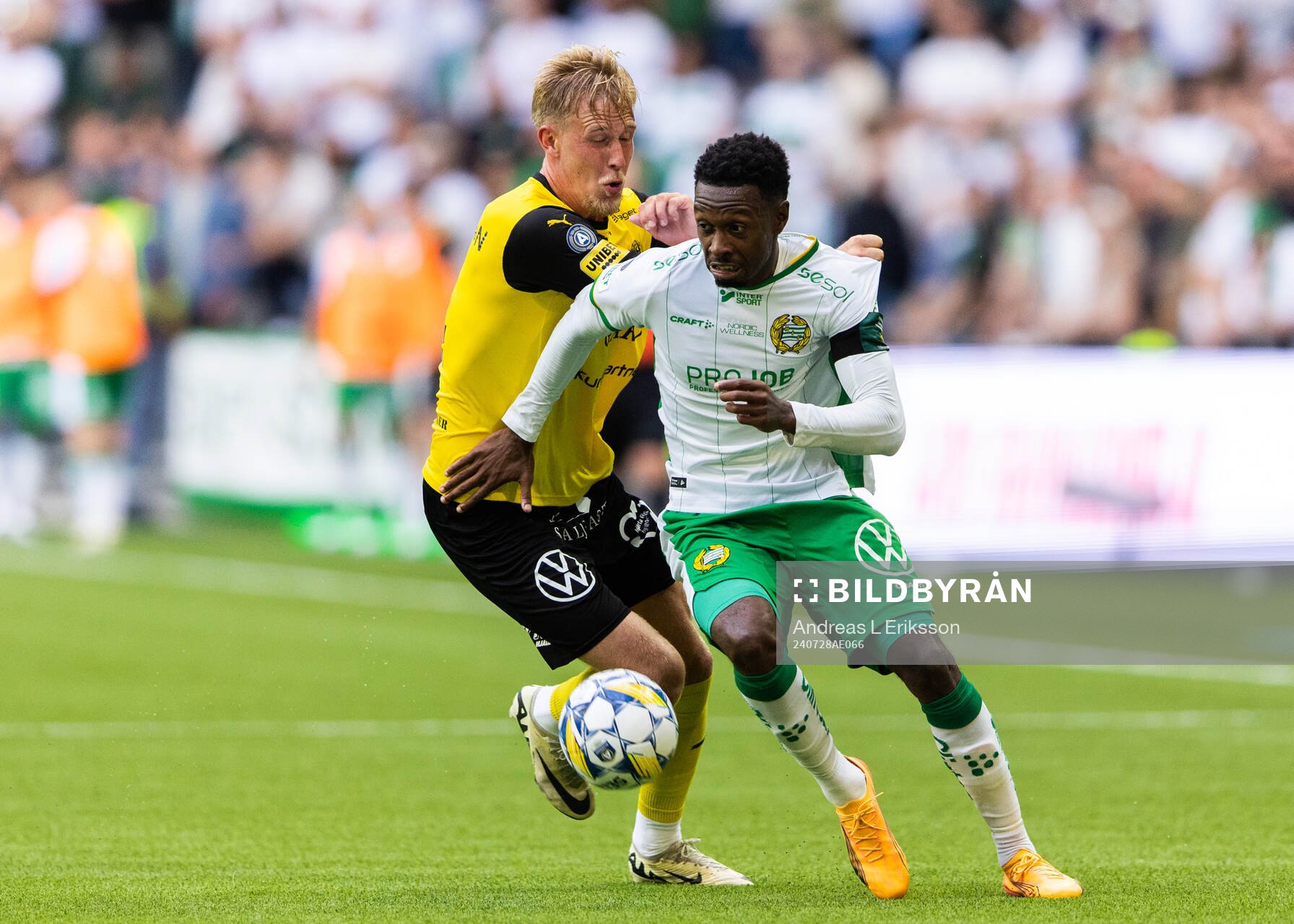 Mjällbys Herman Johansson och Hammarbys Shaquille Pinas