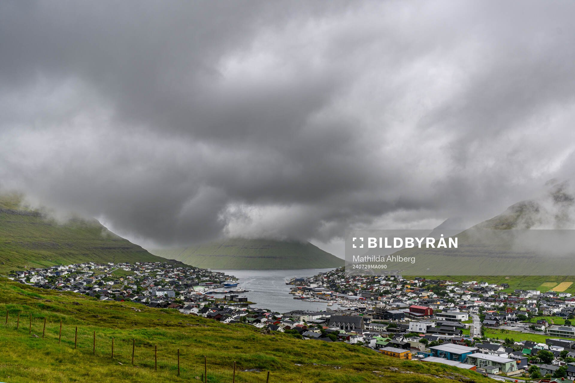 General view of the town of Klaksvik on July 29, 2024 in Klaksvik. 