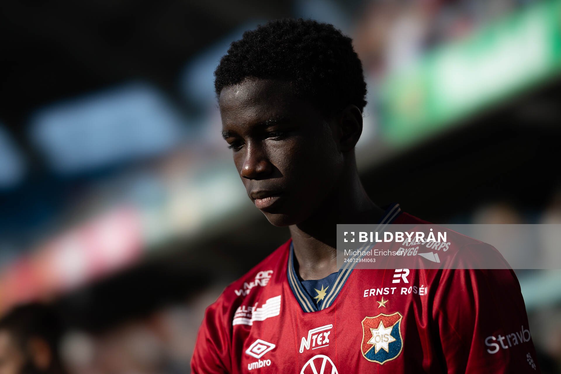 Örgrytes Abdoulaye Faye innan fotbollsmatchen i Superettan