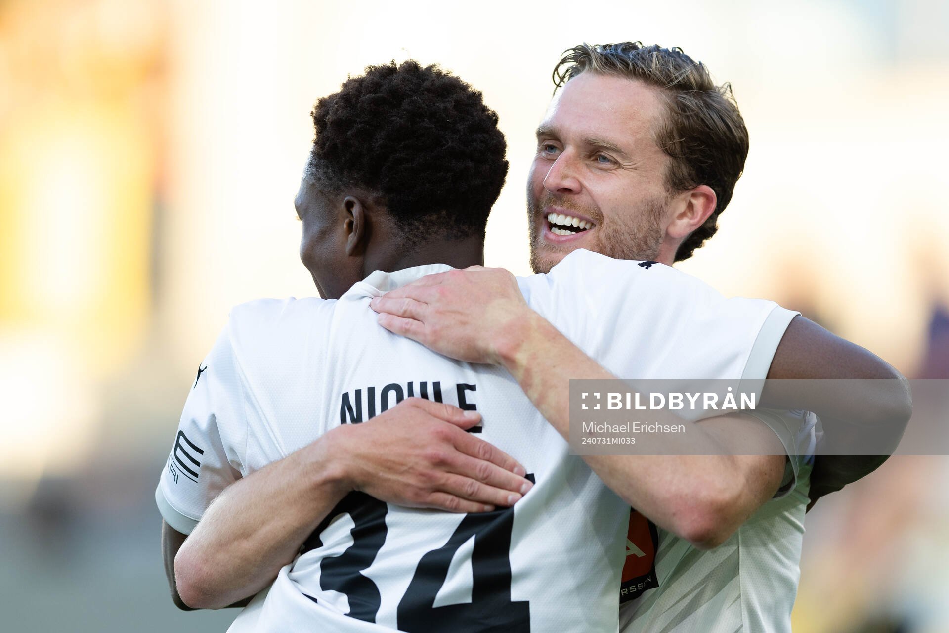 Severin Nioule of Häcken celebrates with +Adam Lundqvist