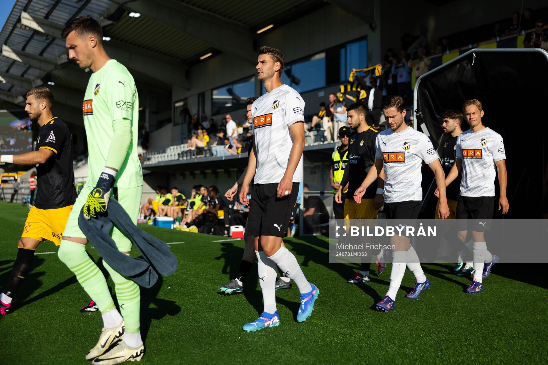 Goalkeeper Andreas Linde, Johan Hammar, Adam Lundqvist and Pontus Dahbo of Häcken ahead of the UEFA Conference League between Häcken and Diddeleng on July 31, 2024 in Göteborg.