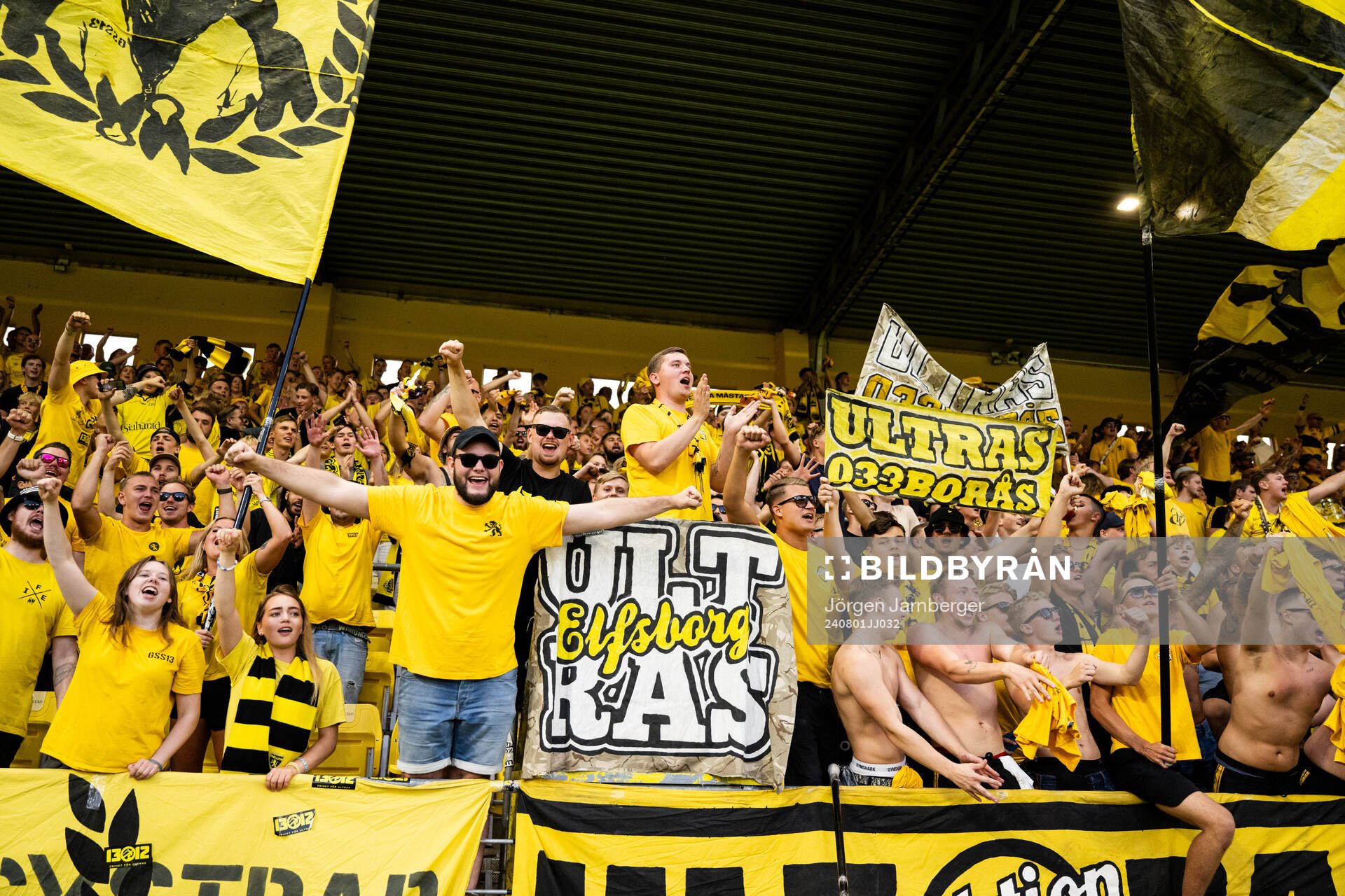 Supporters of Elfsborg celebrate in the stands