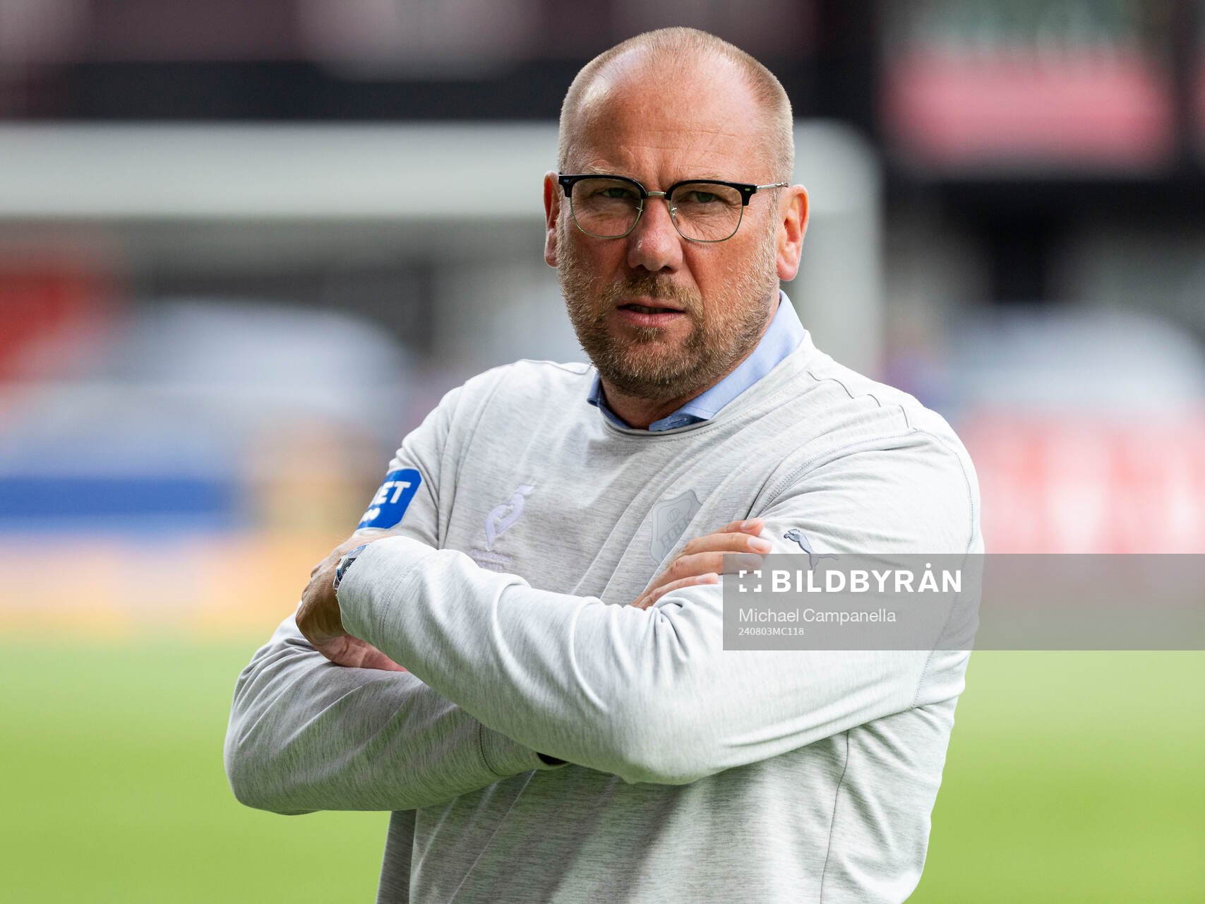 Halmstads tränare Magnus Haglund innan fotbollsmatchen i