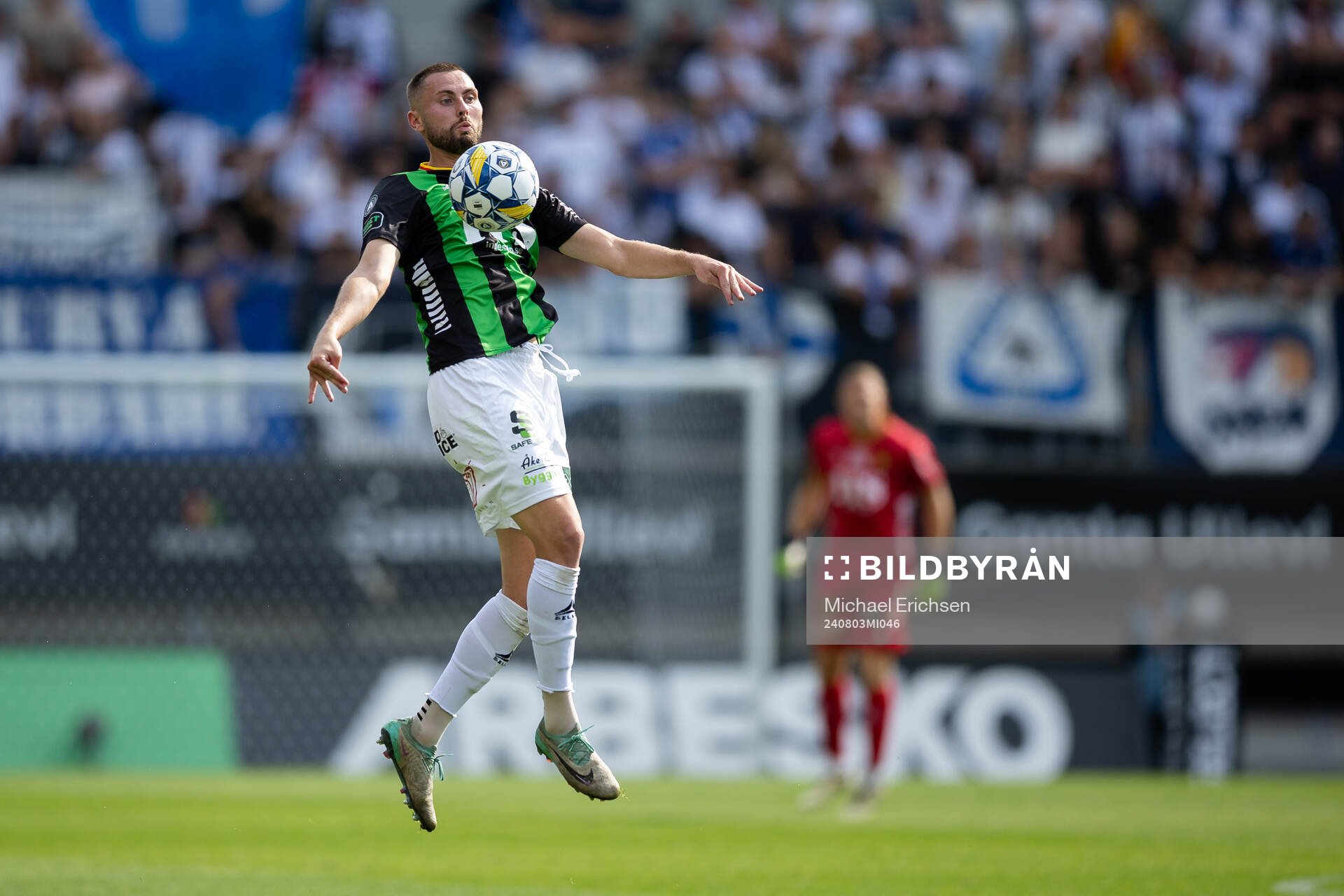 GAIS Axel Norén under fotbollsmatchen i Allsvenskan mellan GAIS och IFK Norrköping den 3 augusti 2024 i Göteborg. 
