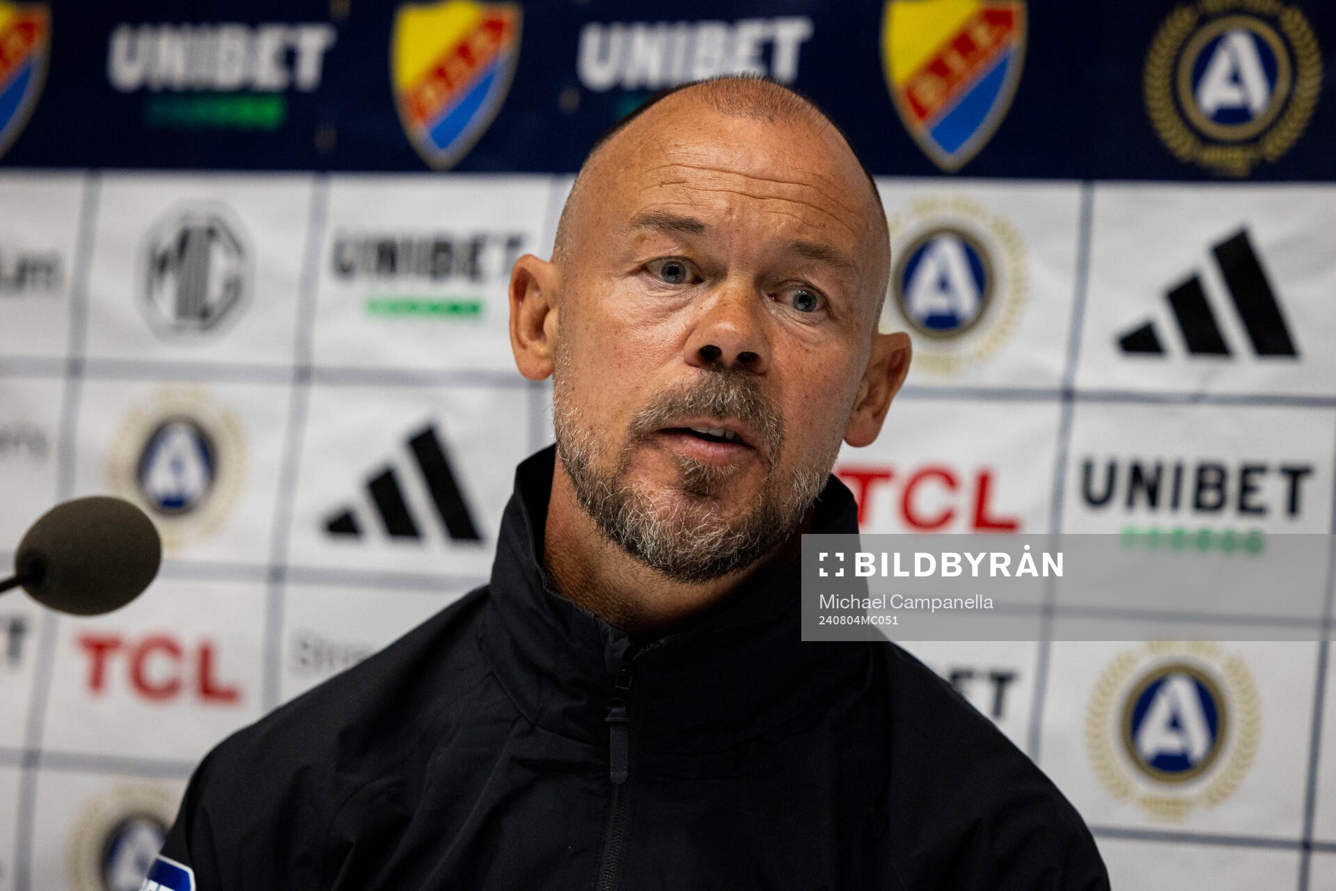 IFK Göteborgs assisterande tränare Joachim Björklund under en presskonferens efter fotbollsmatchen i Allsvenskan mellan Djurgården och IFK Göteborg den 4 augusti 2024 i Stockholm.