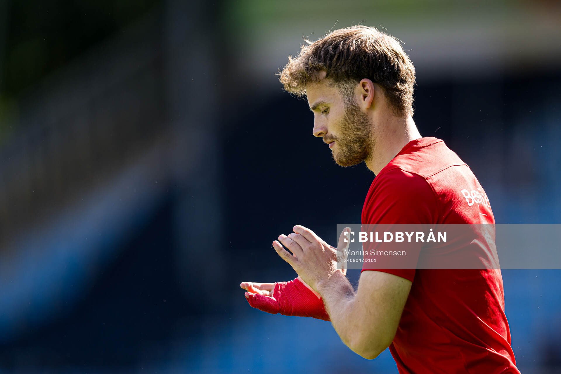 Ole Didrik Blomberg of Brann warms up