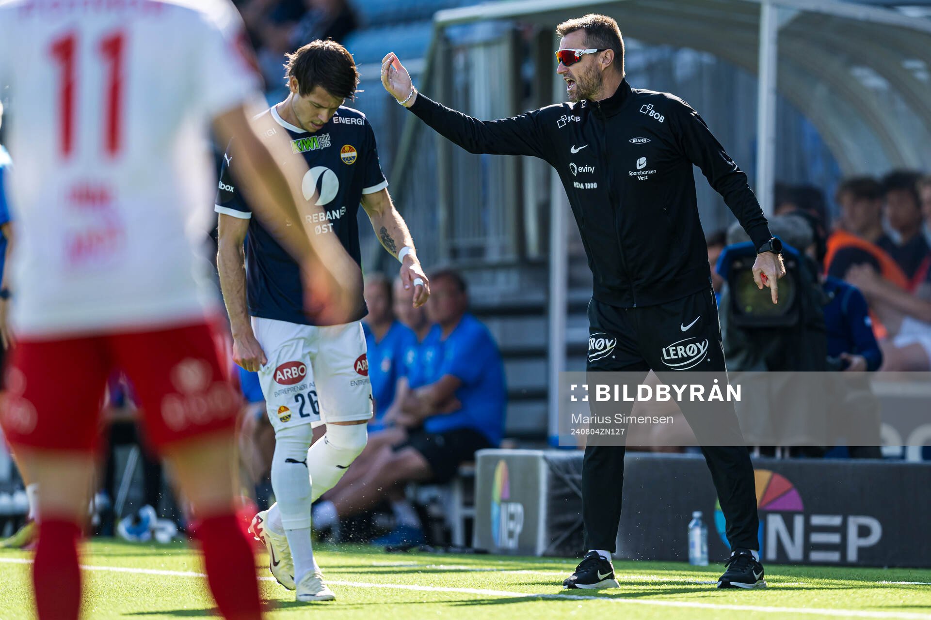 Eirik Horneland, head coach of Brann, during the Eliteserien match between Strømsgodset and Brann on August 4, 2024 in Drammen. 