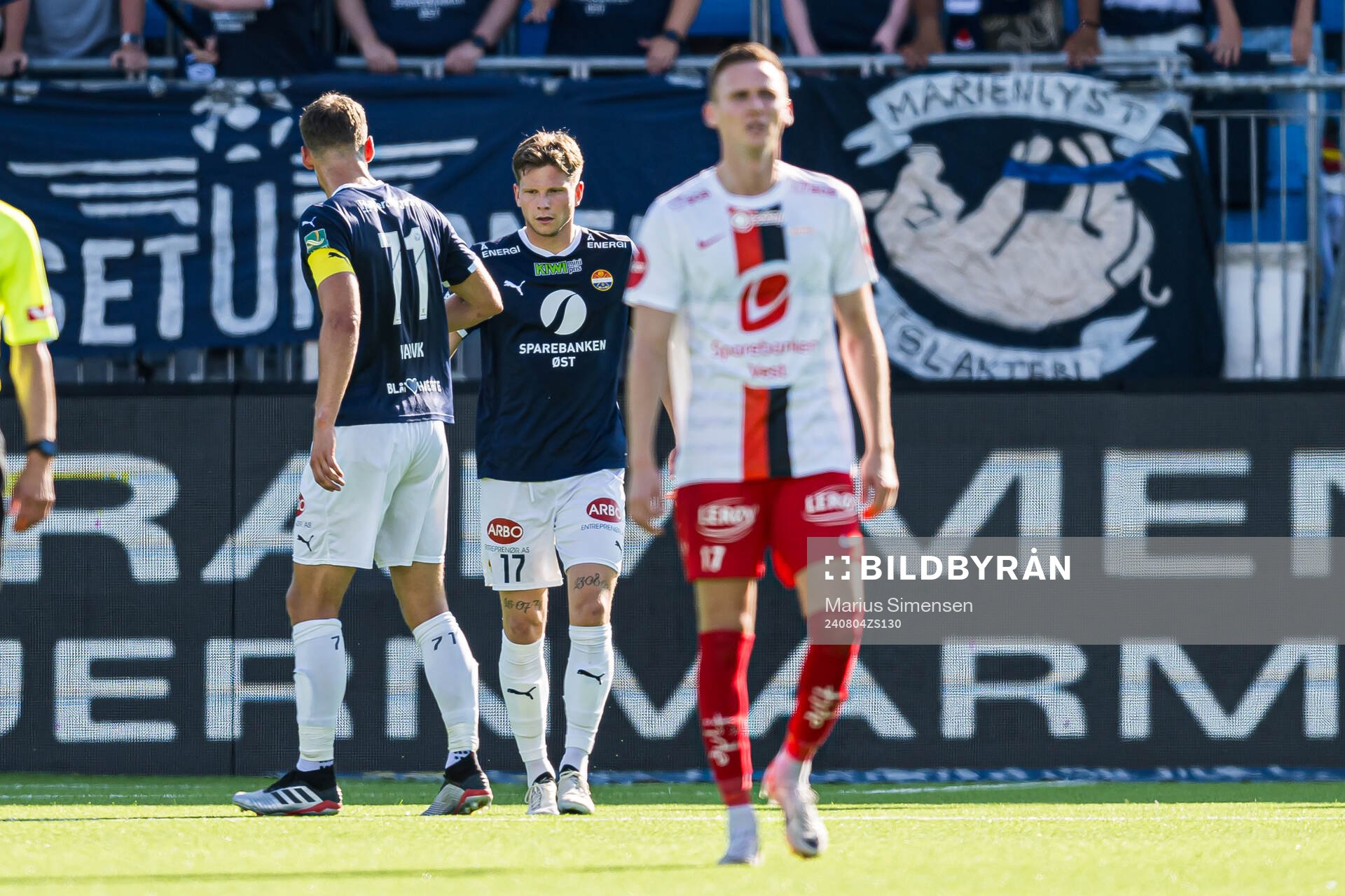 Logi Tómasson of Strømsgodset celebrates after scoring the 1-2 goal during the Eliteserien match between Strømsgodset and Brann on August 4, 2024 in Drammen.