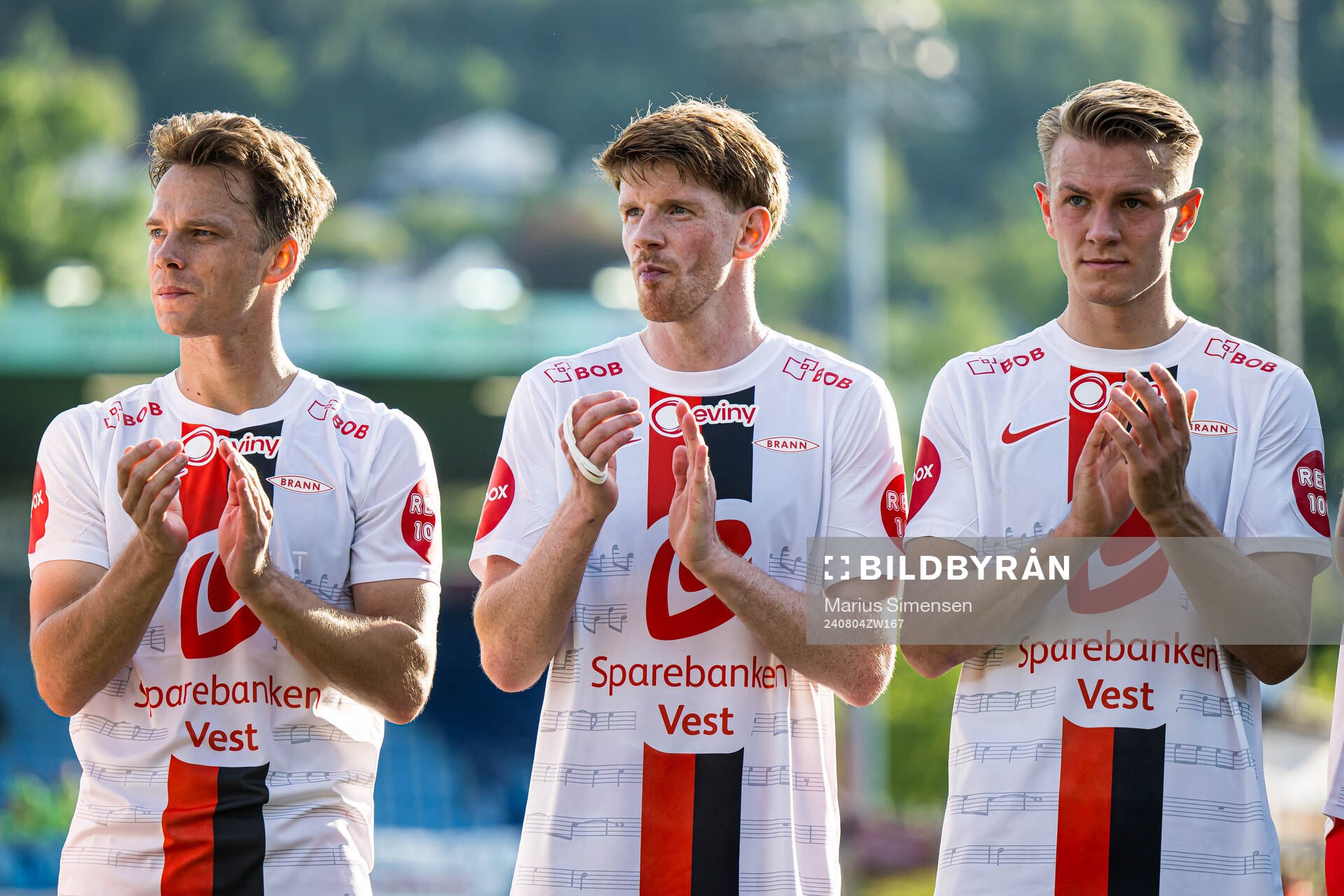 Felix Horn Myhre, Thore Pedersen and Emil Kornvig of Brann