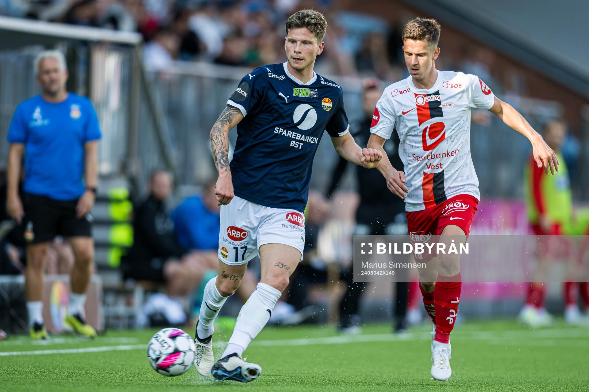 Logi Tómasson of Strømsgodset during the Eliteserien match between Strømsgodset and Brann on August 4, 2024 in Drammen. 