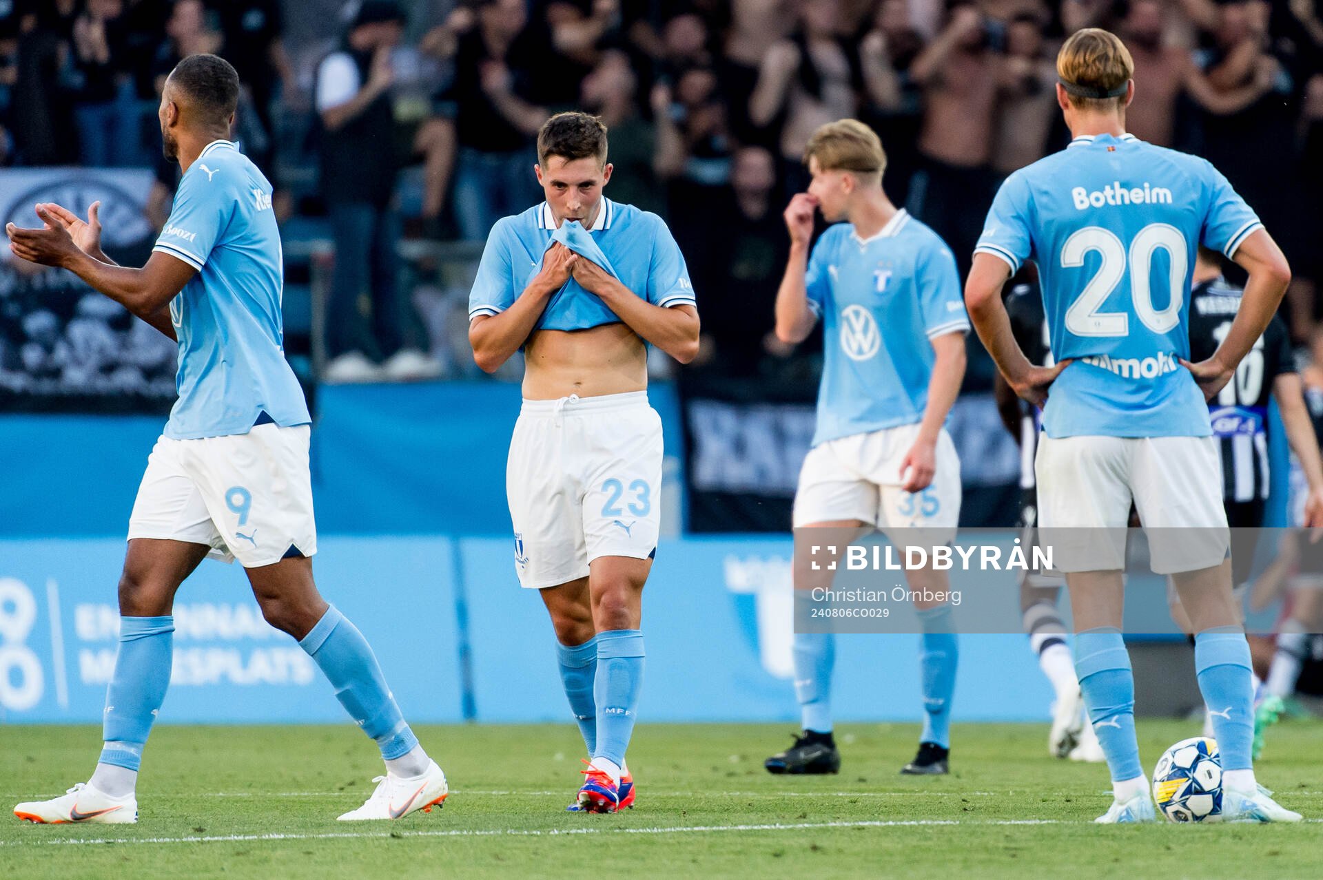 Lasse Berg Johnsen of Malmö FF looks dejected