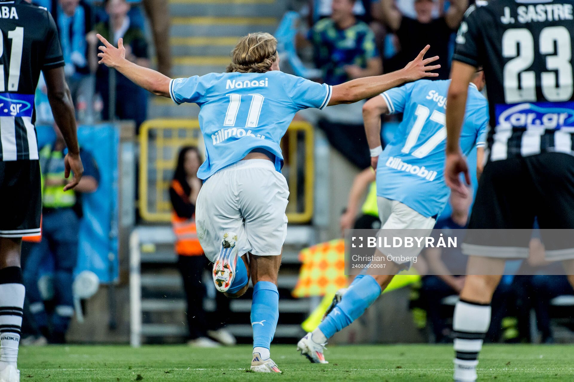 Sebastian Nanasi of Malmö FF celebrates
