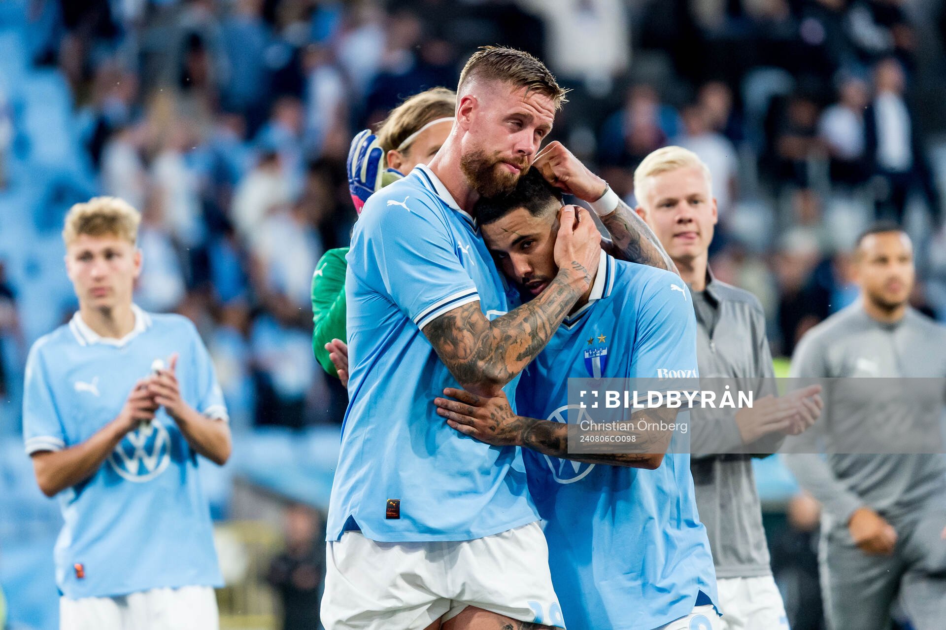 Pontus Jansson and Sergio Pena of Malmö FF looks dejected