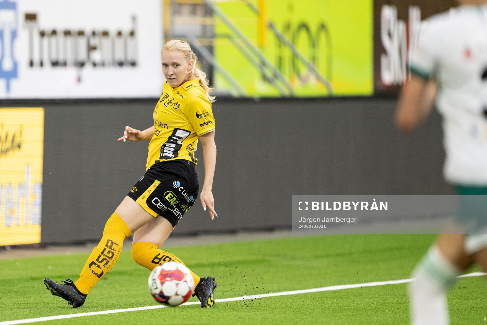 Elfsborgs Alva Sjöström under fotbollsmatchen i DM mellan Elfsborg och Råda den 7 augusti 2024 i Borås. 