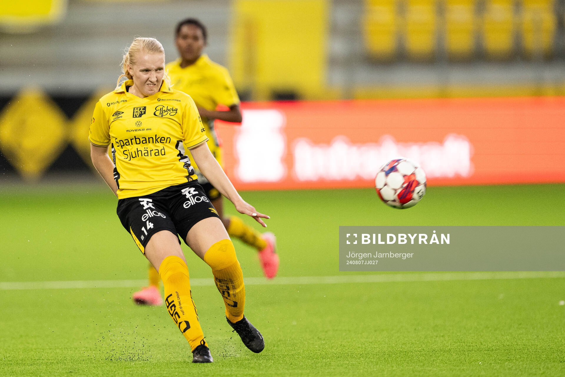 Elfsborgs Alva Sjöström under fotbollsmatchen i DM mellan Elfsborg och Råda den 7 augusti 2024 i Borås. 