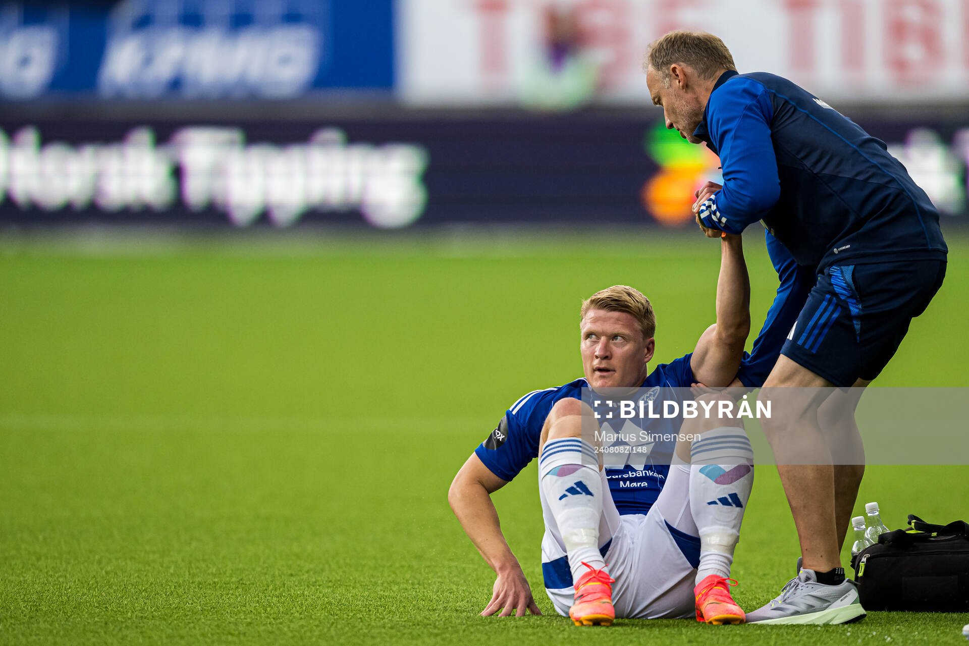 Kristian Eriksen of Molde in pain