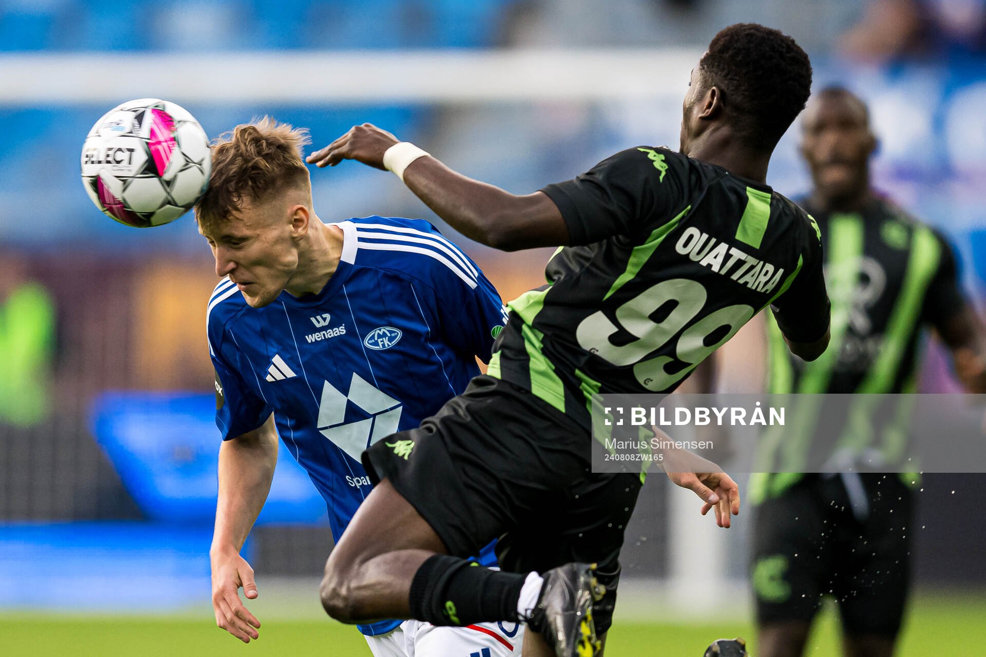 Valdemar Lund Jensen of Molde and Faso Abdoul Kader