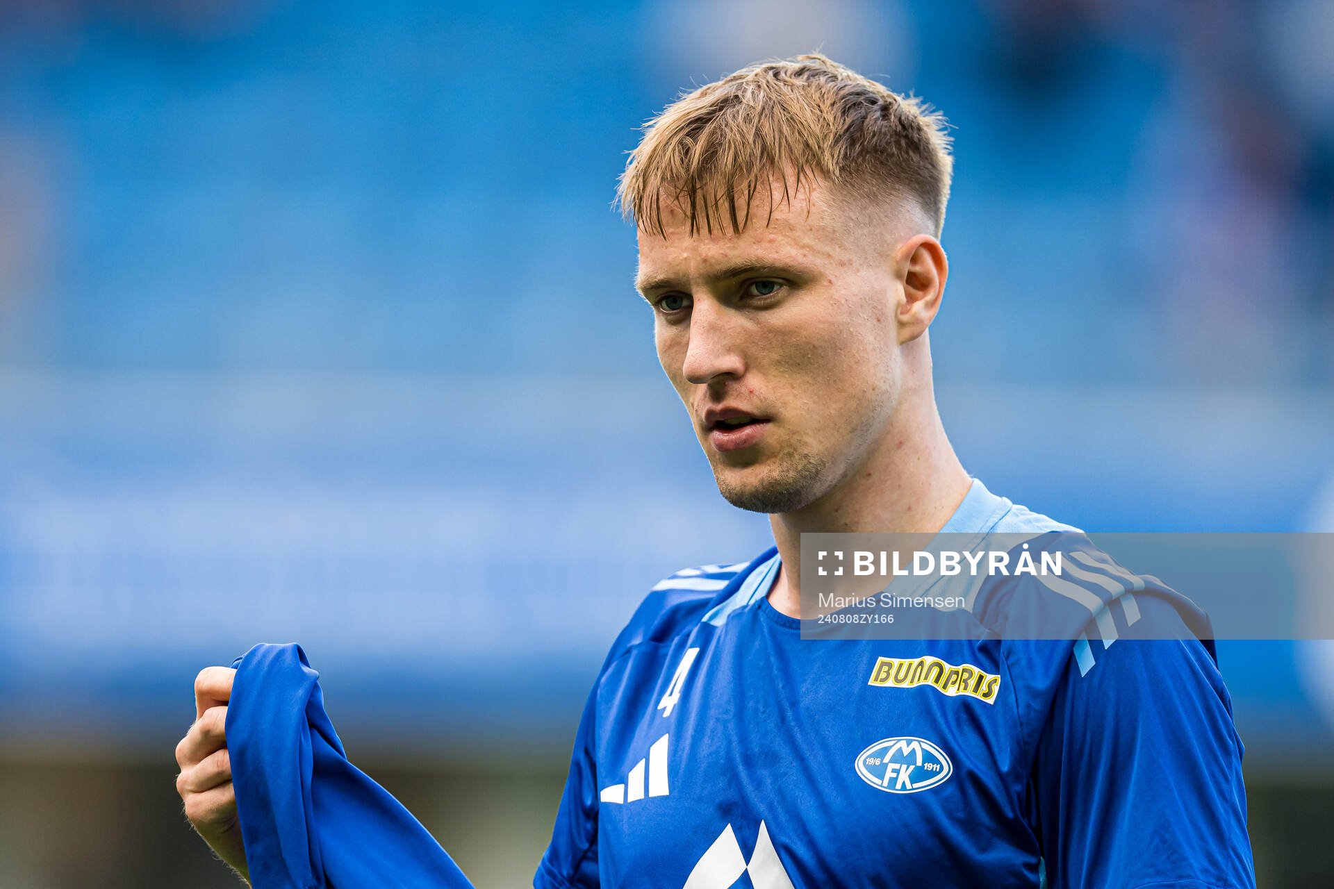 Valdemar Lund Jensen of Molde ahead of the UEFA Europa League qualification match between Molde and Cercle Brugge on August 8, 2024 in Molde.