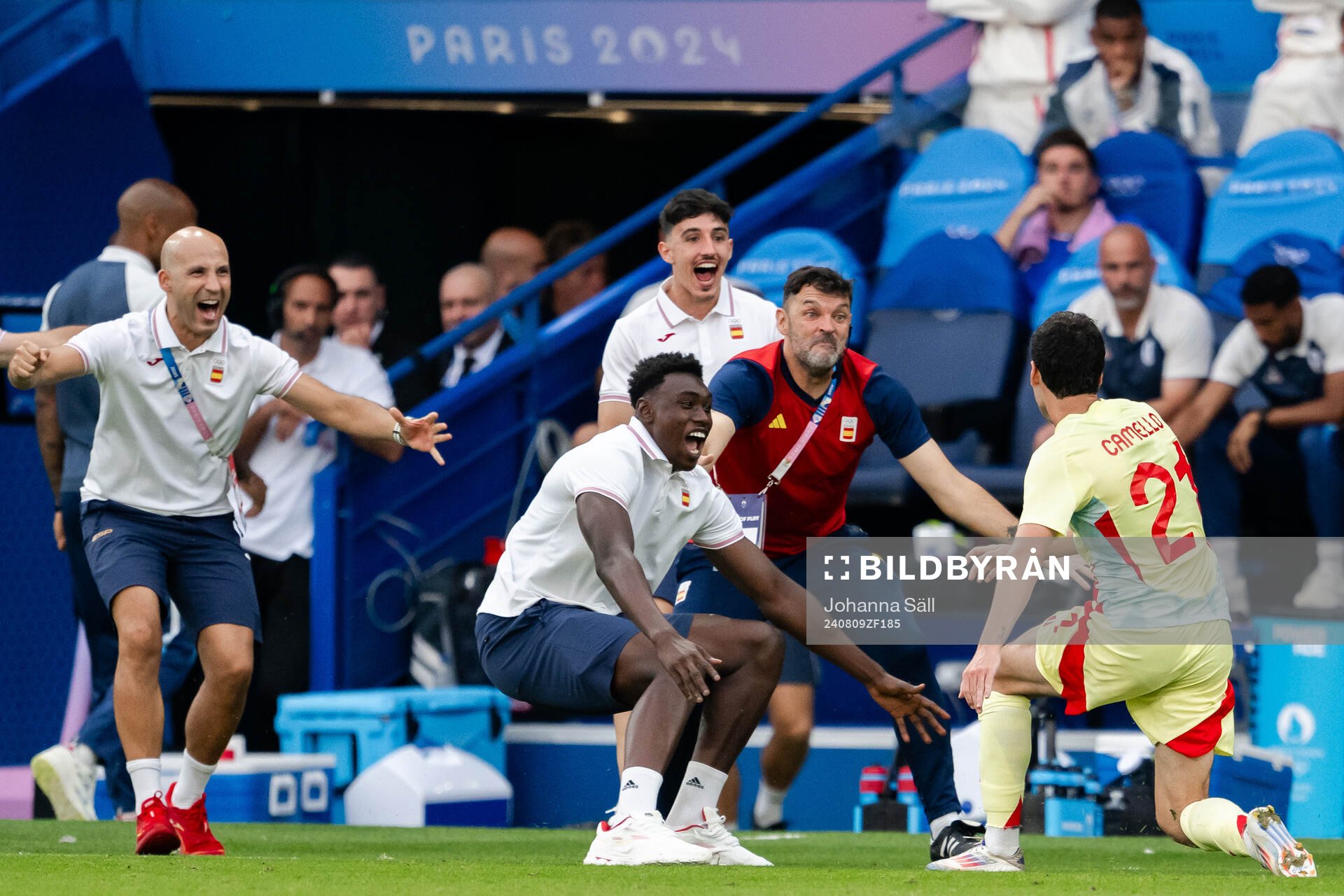 Sergio Camello of Spain celebrates the 3-4 goal  in the