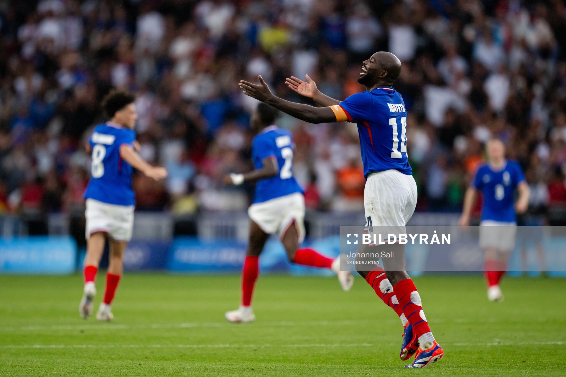 Jean-Philippe Mateta of France celebrates the 2-3 goal in