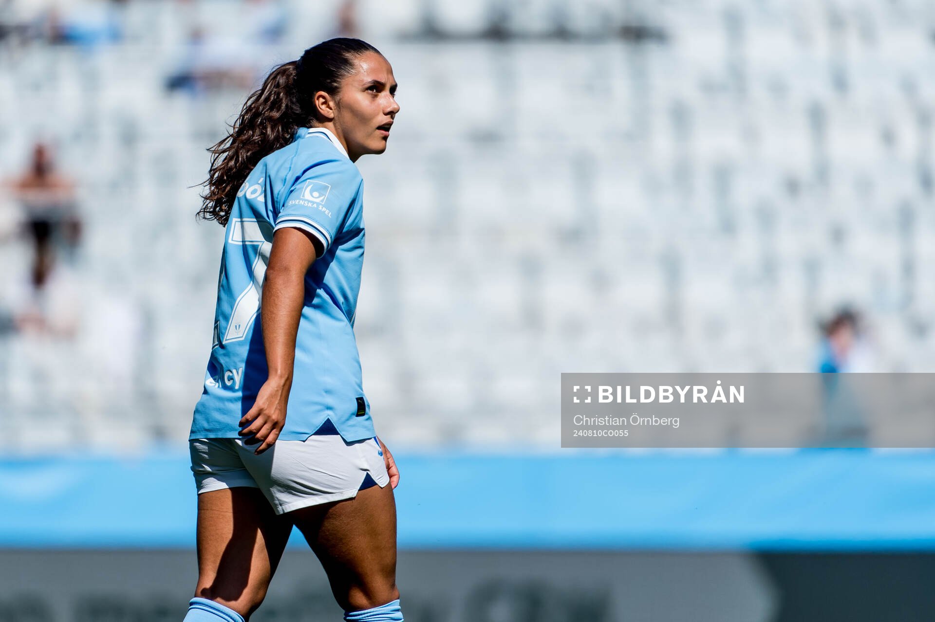 Malmö FFs Ana Mafalda Ferreira Barboz under fotbollsmatchen i Elitettan mellan Malmö FF och IFK Kalmar den 10 augusti 2024 i Malmö. 