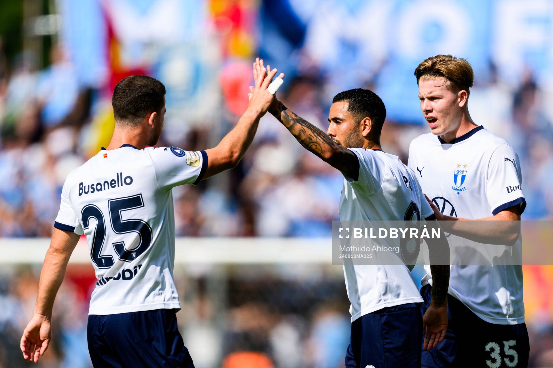 Malmö FFs Gabriel Busanello, Sergio Pena och Nils