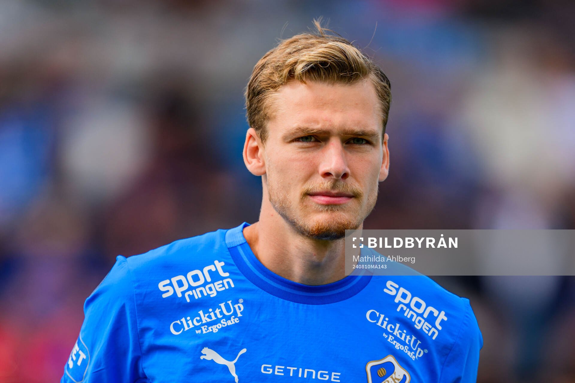 Halmstads Villiam Granath inför fotbollsmatchen i Allsvenskan mellan Halmstad och Malmö FF den 10 augusti 2024 i Halmstad. 