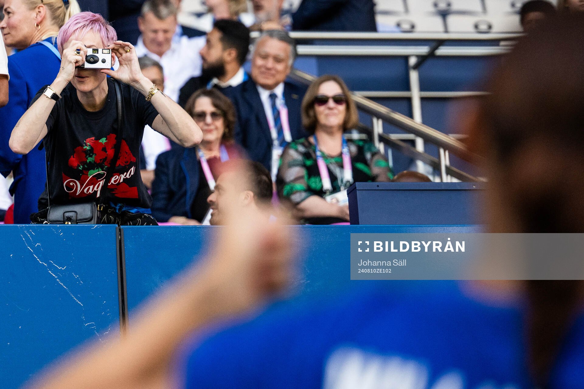 Former player Megan Rapinoe in the stands