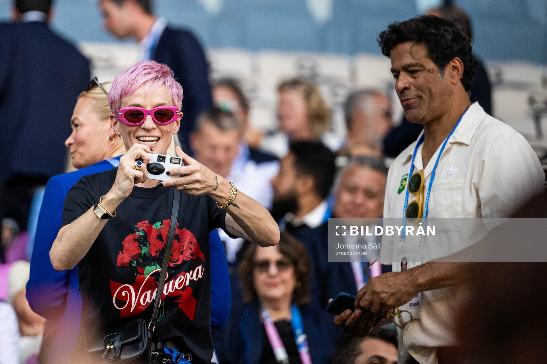 Former player Megan Rapinoe in the stands