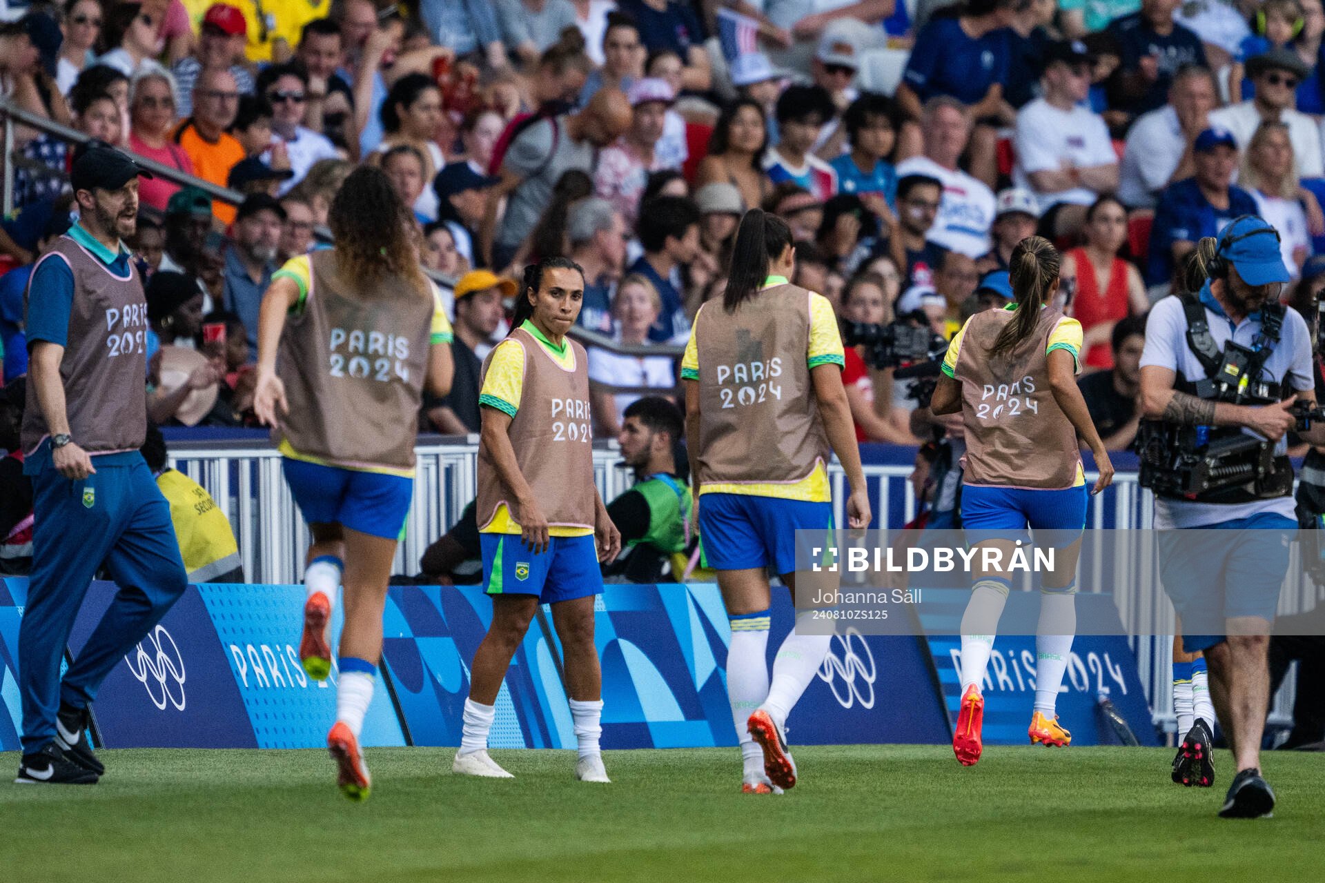 Marta of Brazil warms up in the women’s football final
