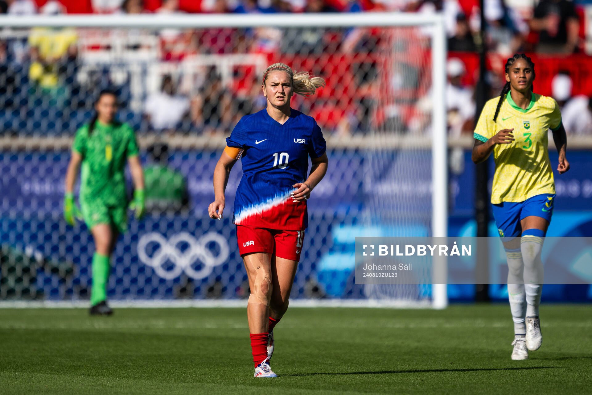 Lindsey Horan of USA in the women’s football final between Brazil and USA during day 15 of the Paris 2024 Olympic Games on August 10, 2024 in Paris.