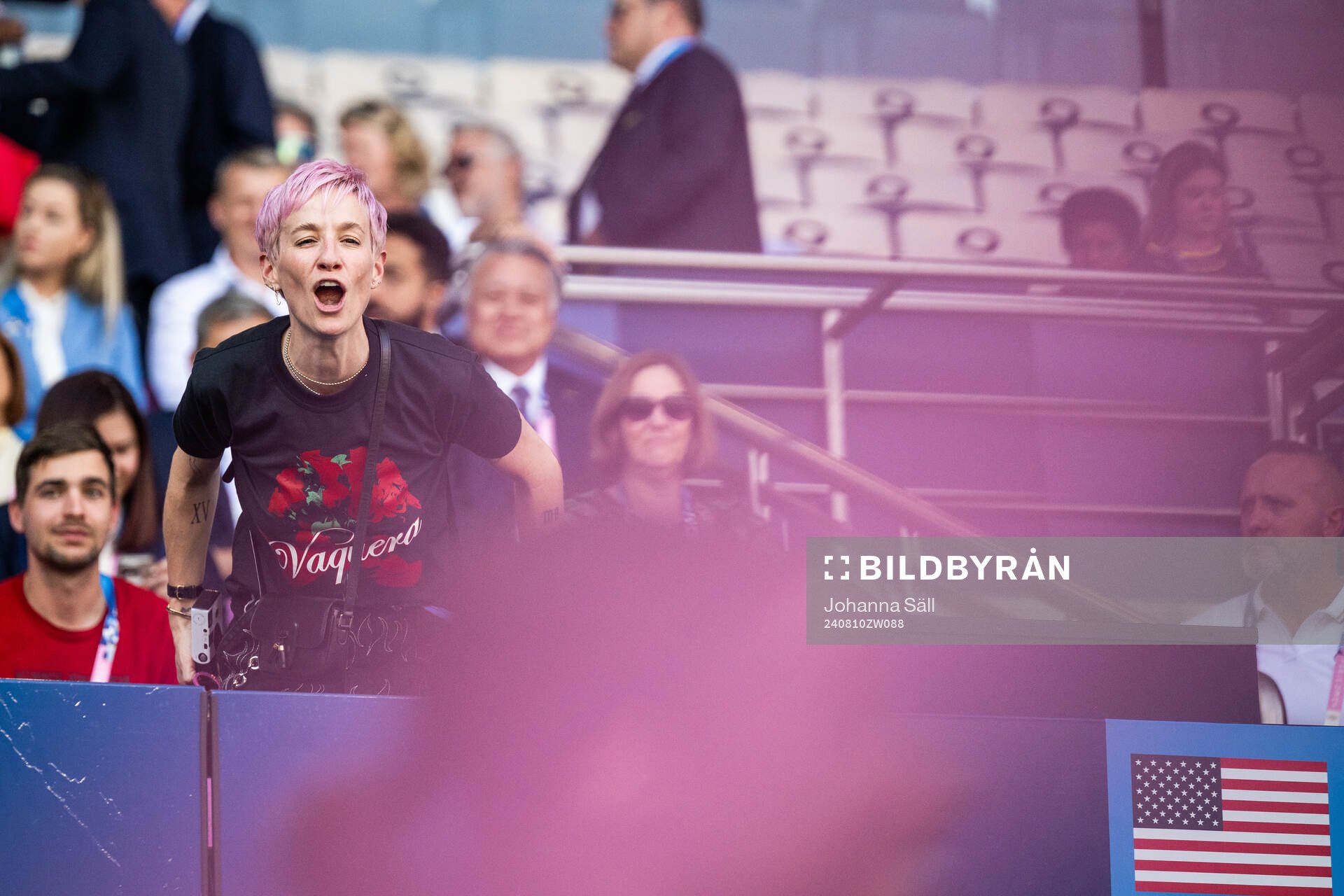Former player Megan Rapinoe in the stands