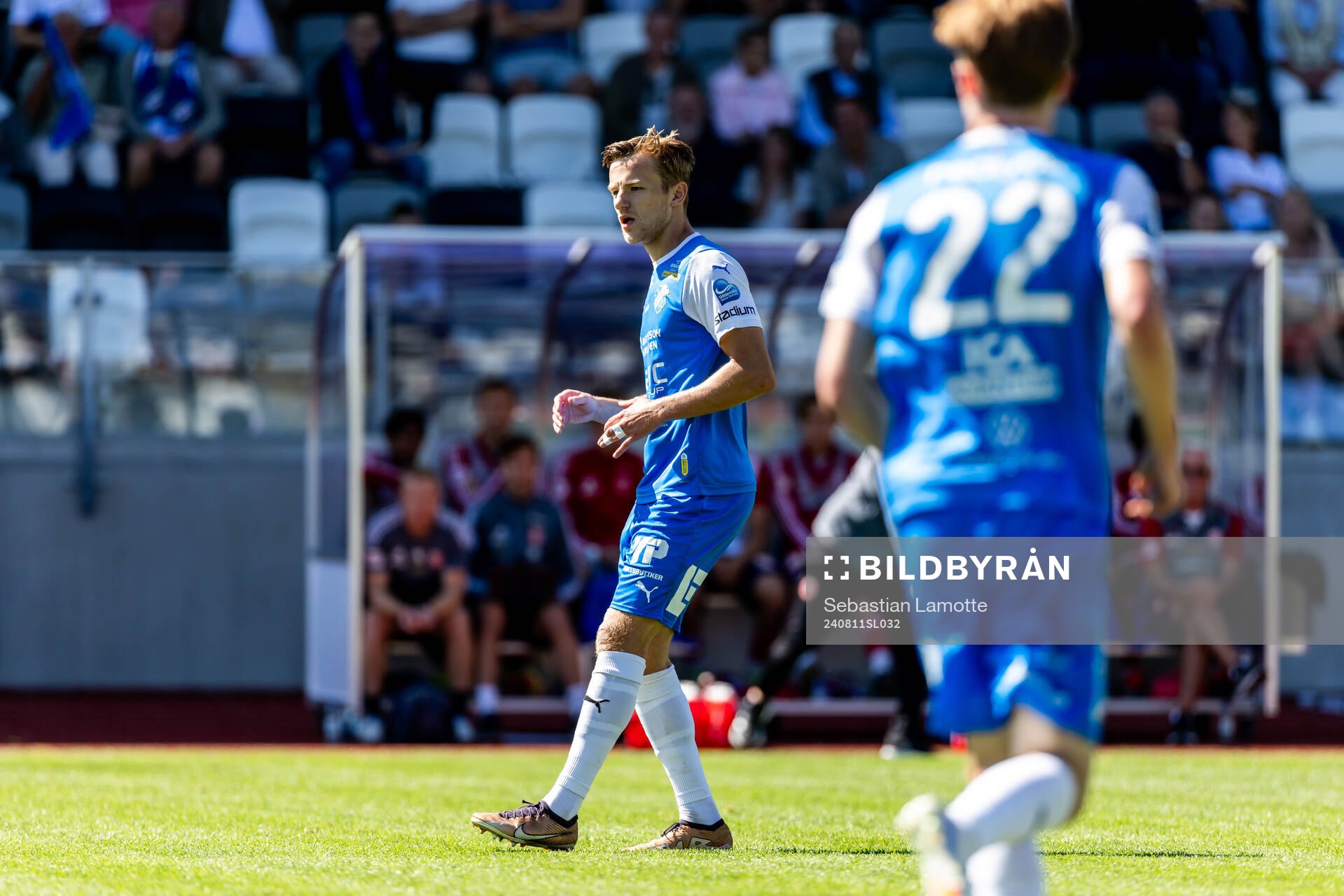 IK Oddevolds Gustav Forssell under fotbollsmatchen i Superettan mellan IK Oddevold och Sandvikens IF den 11 augusti 2024 i Uddevalla.